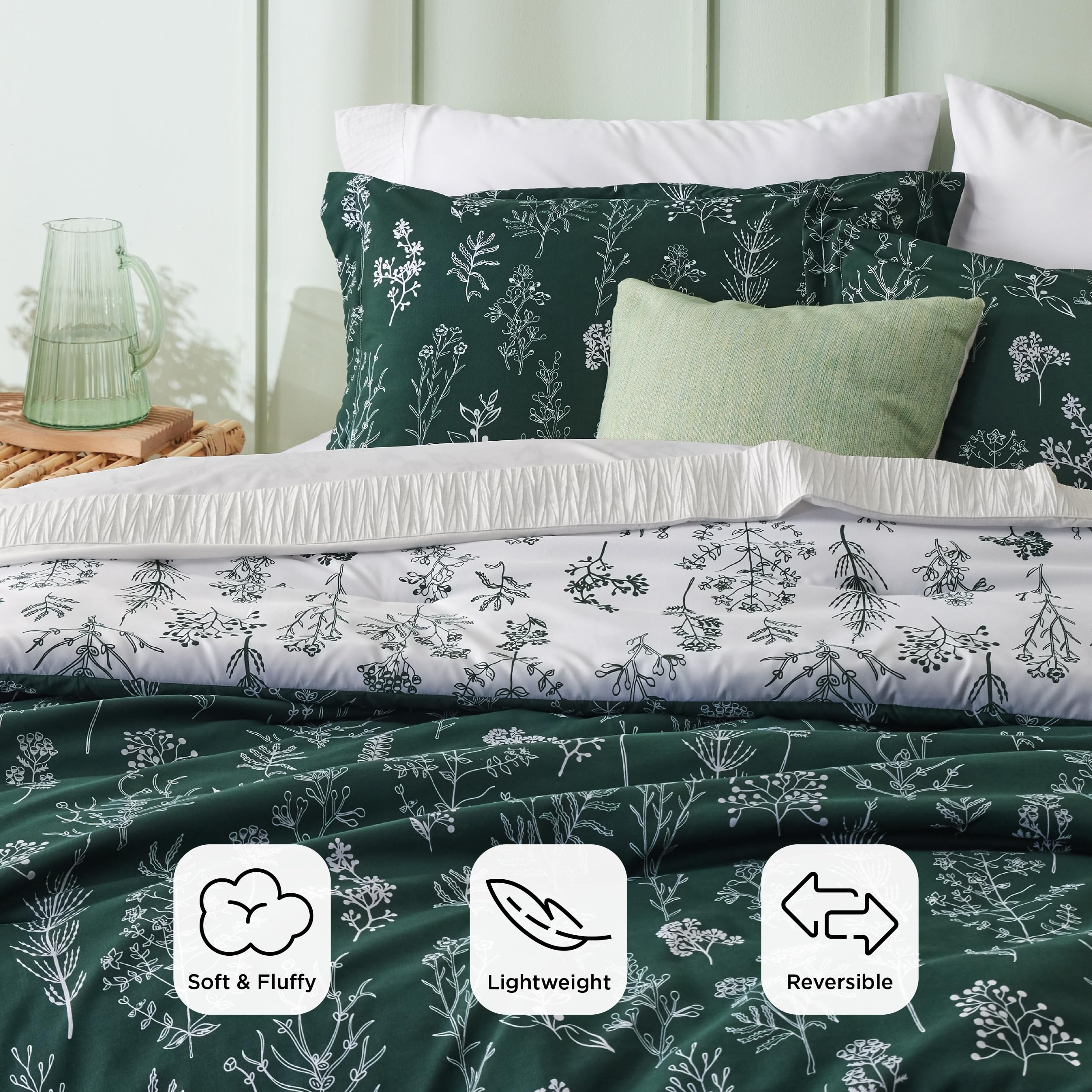 Foto 4 pulgar | Juego de Edredón Bedsure King Emerald Juego De Cama De 3 Piezas Con Estampado Floral - Venta Internacional