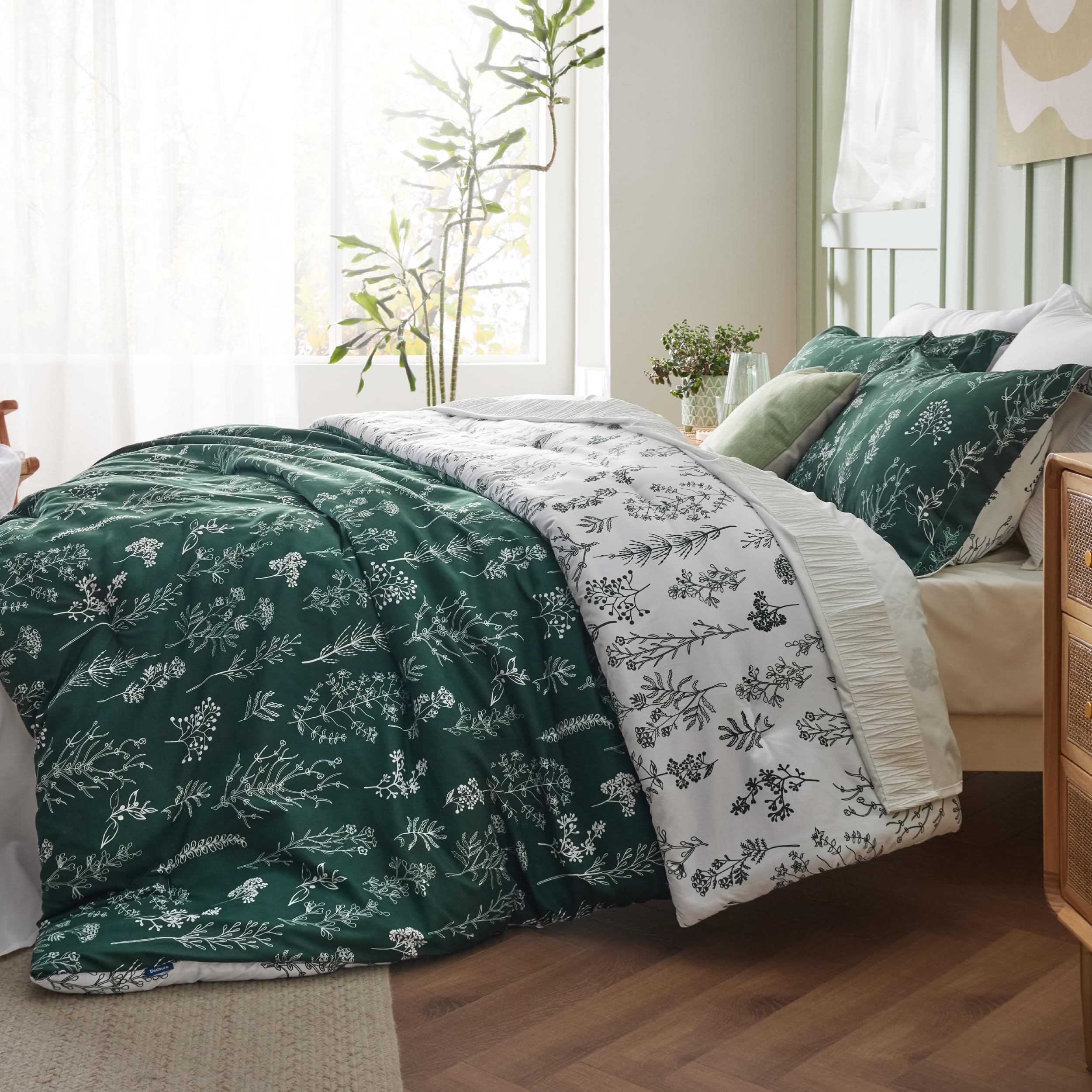 Foto 5 pulgar | Juego de Edredón Bedsure King Emerald Juego De Cama De 3 Piezas Con Estampado Floral - Venta Internacional