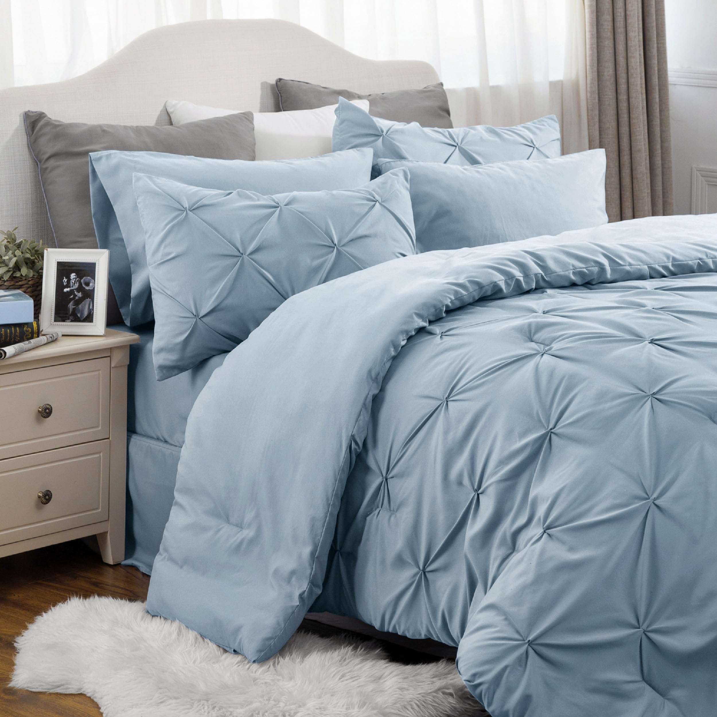 Foto 4 | Juego De Edredón Bedsure, Tamaño King, Azul Claro, 7 Piezas - Venta Internacional.
