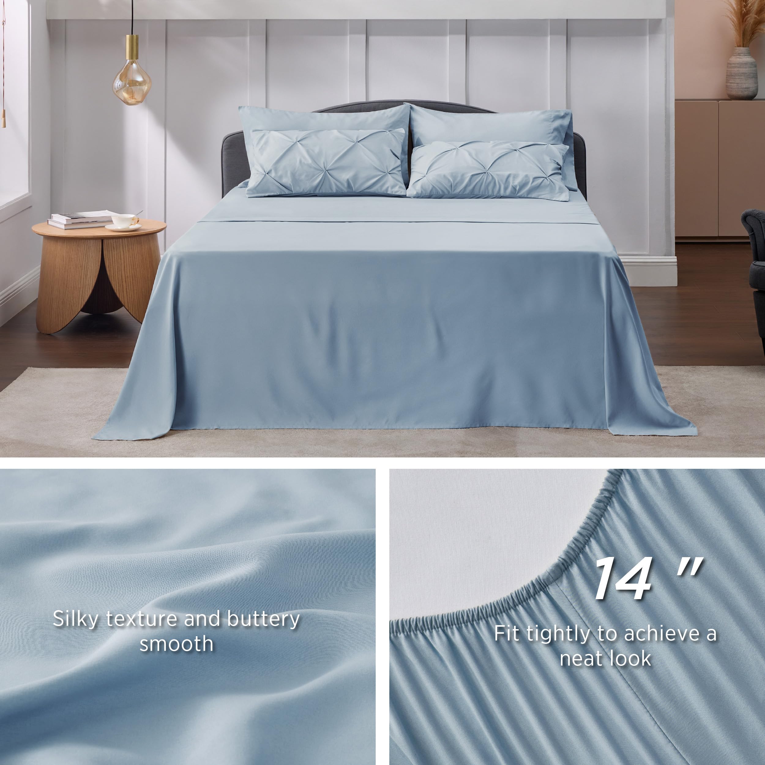 Foto 7 | Juego De Edredón Bedsure, Tamaño King, Azul Claro, 7 Piezas - Venta Internacional.