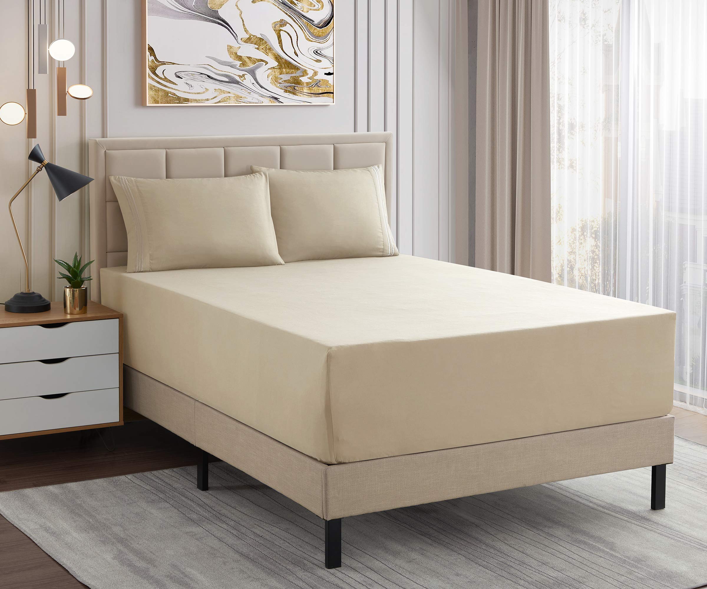 Foto 2 | Juego De Sábanas Sweet Home Collection 1500 Supreme Twin Beige - Venta Internacional.