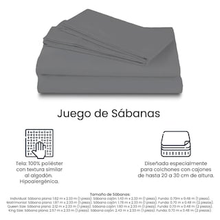 Foto 4 | Sábanas Basic Grey Individual + Almohada Osos