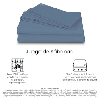 Foto 4 | Sábanas Basic Azul Acero Individual + Almohada Osos