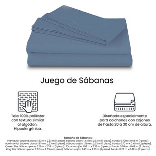 Foto 4 | Sábanas Basic Azul Acero Marimonial + 2 Almohadas Osos