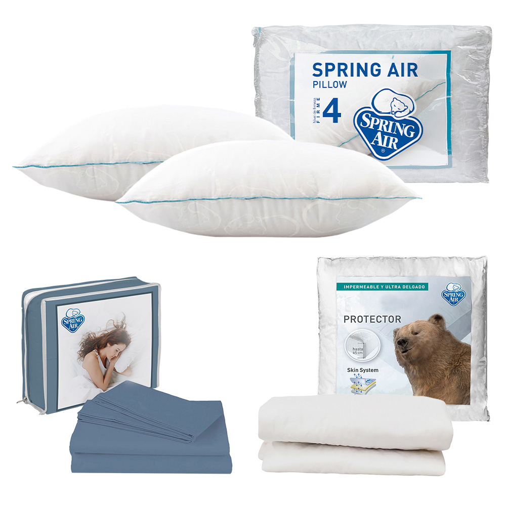Foto 1 | Sábanas Basic Azul Acero Matrimonial + Protector Ultra + 2 Almohadas Osos