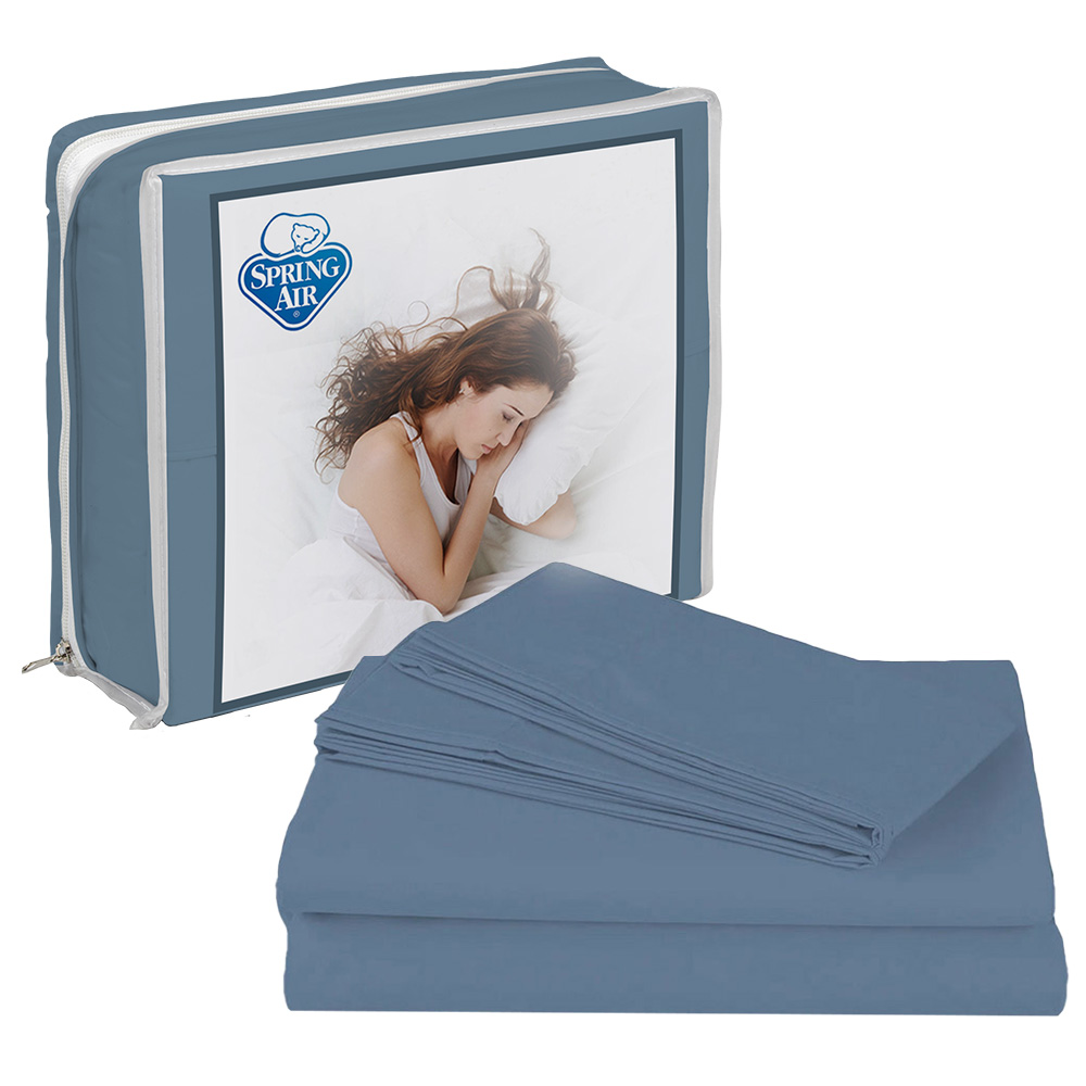 Foto 3 pulgar | Sábanas Basic Azul Acero Matrimonial + Protector Ultra + 2 Almohadas Osos