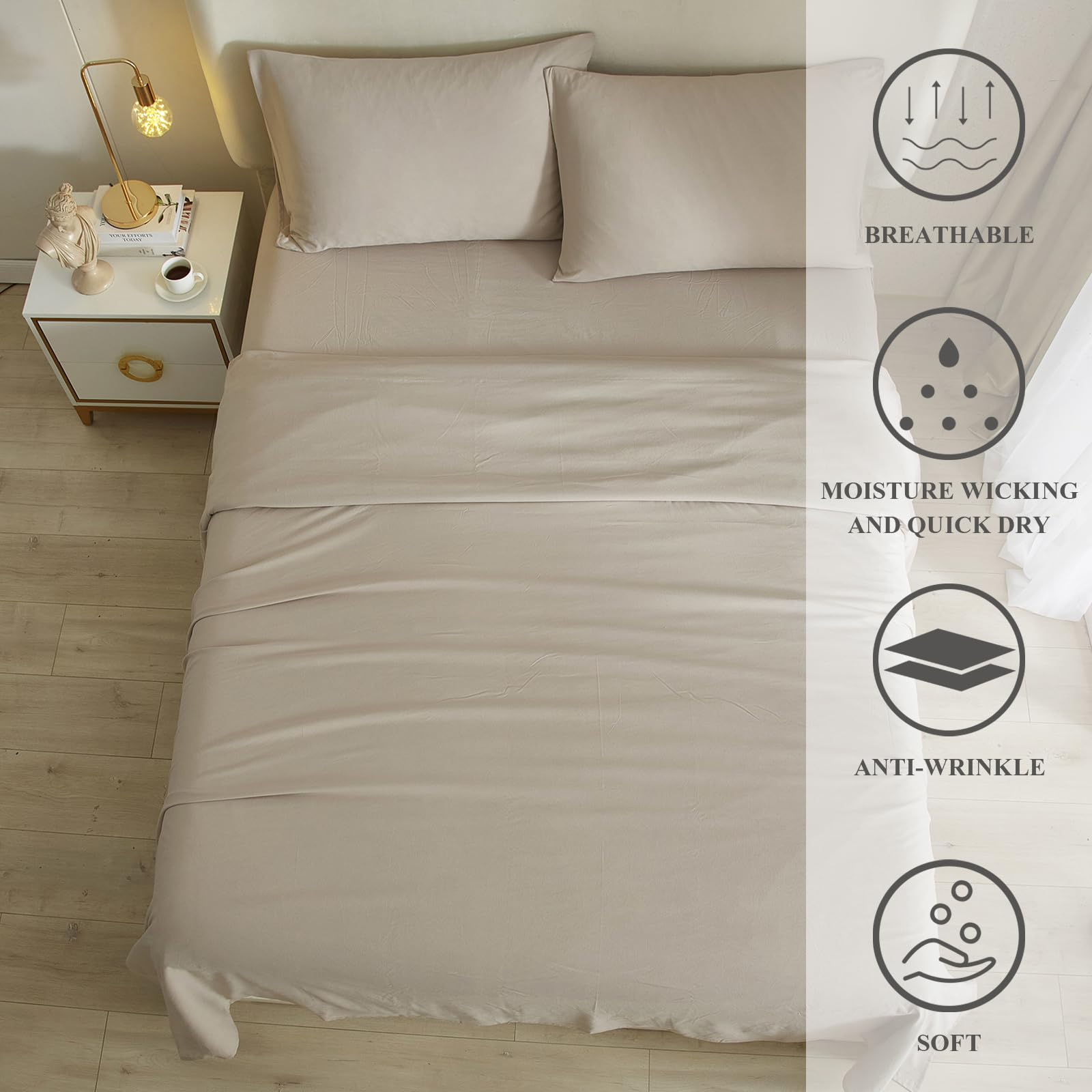 Foto 6 pulgar | Juego de Sábanas King  Luxury Beige  - Venta Internacional