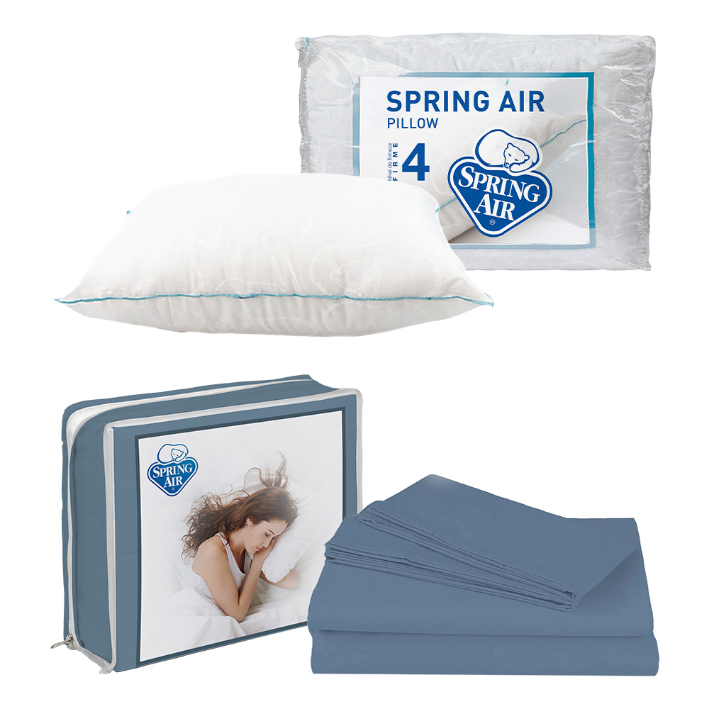 Sábanas Basic Azul Acero Individual + Protector Ultra + Almohada Osos