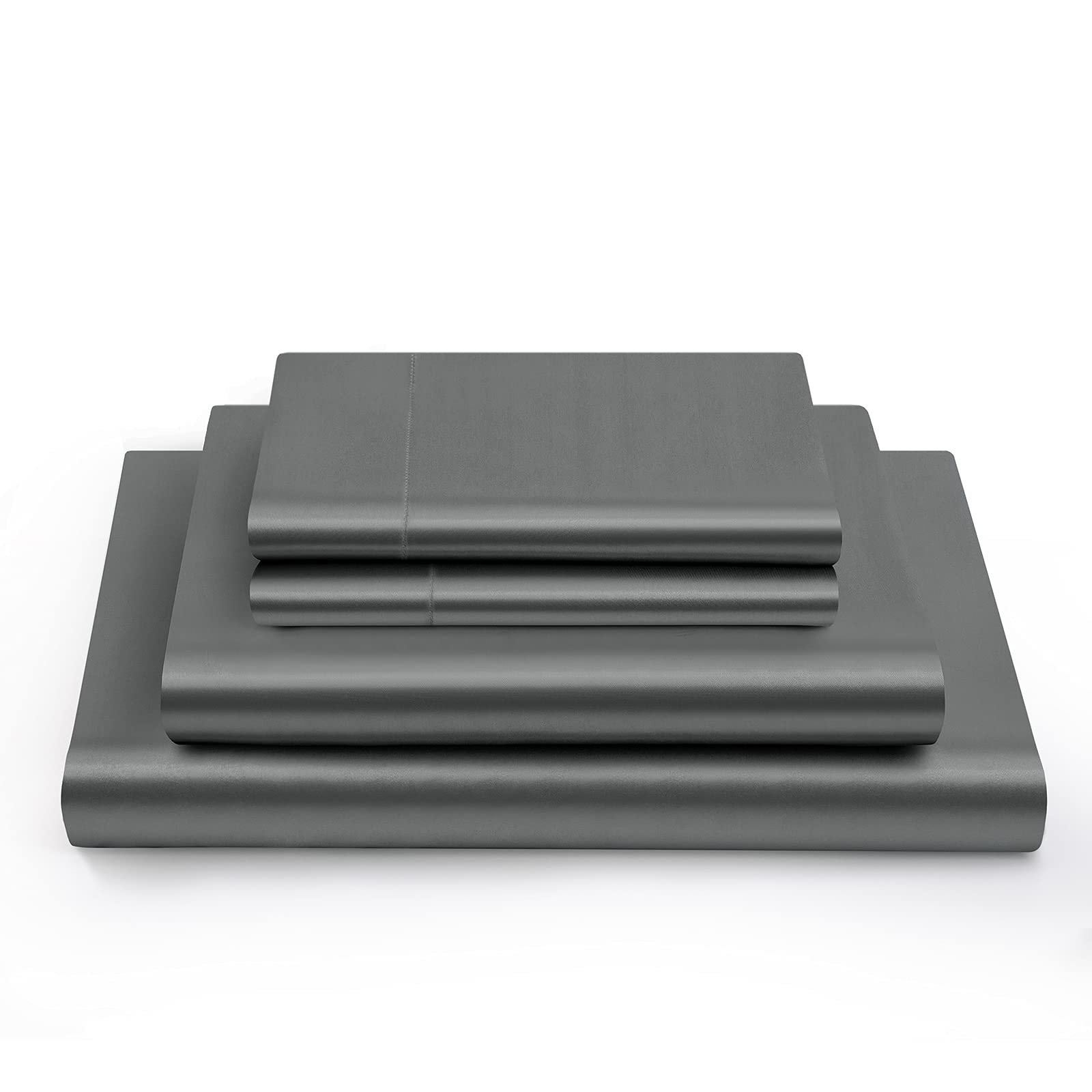 Foto 4 pulgar | Juego De Sábanas De Satén Vonty, Tamaño King, De Color Gris Satinado, Suave Y Sedoso - Venta Internacional.