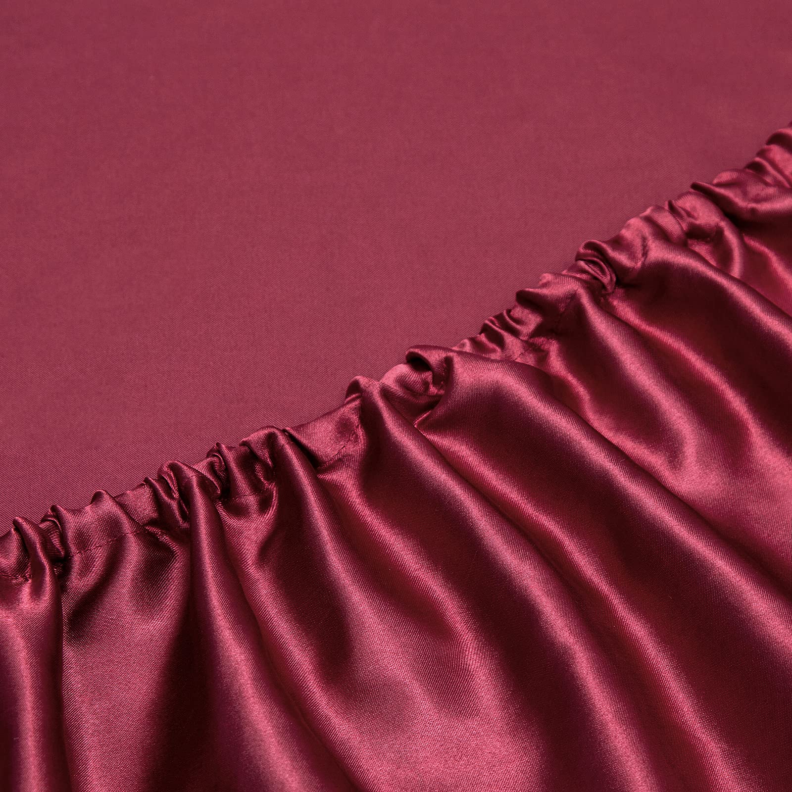 Foto 6 | Juego De Sábanas Vonty Satin Queen Size, Color Burdeos, Con 1 Sábana Ajustable - Venta Internacional.