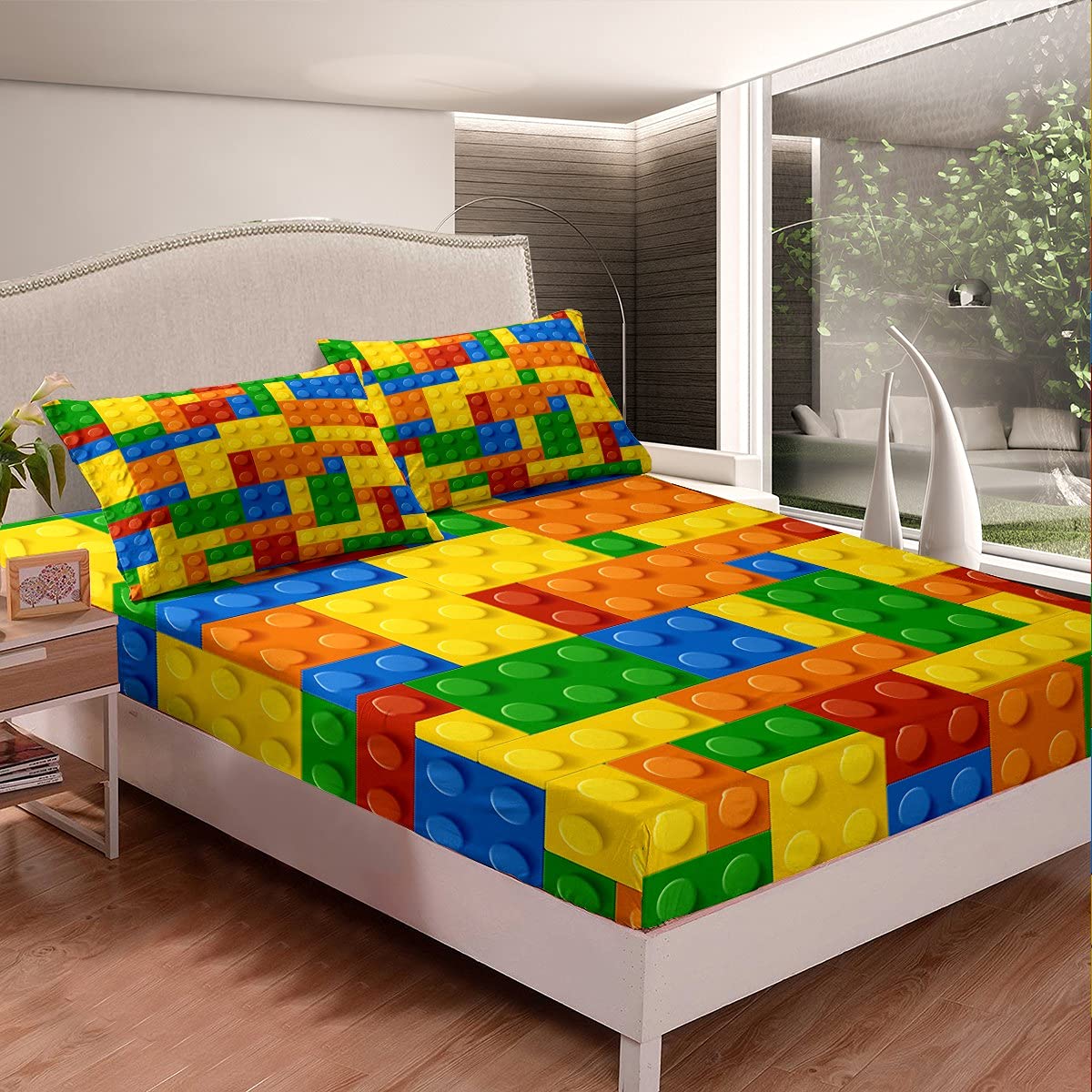 Foto 3 pulgar | Juego De Sábanas Feelyou Kids Games, Bloques De Construcción De Tamaño Completo - Venta Internacional.