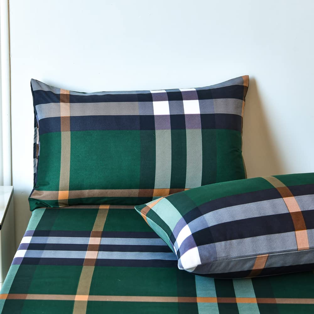 Foto 3 | Sábana Bajera Ajustable Feelyou Buffalo Check Grid Twin Green De Microfibra - Venta Internacional.
