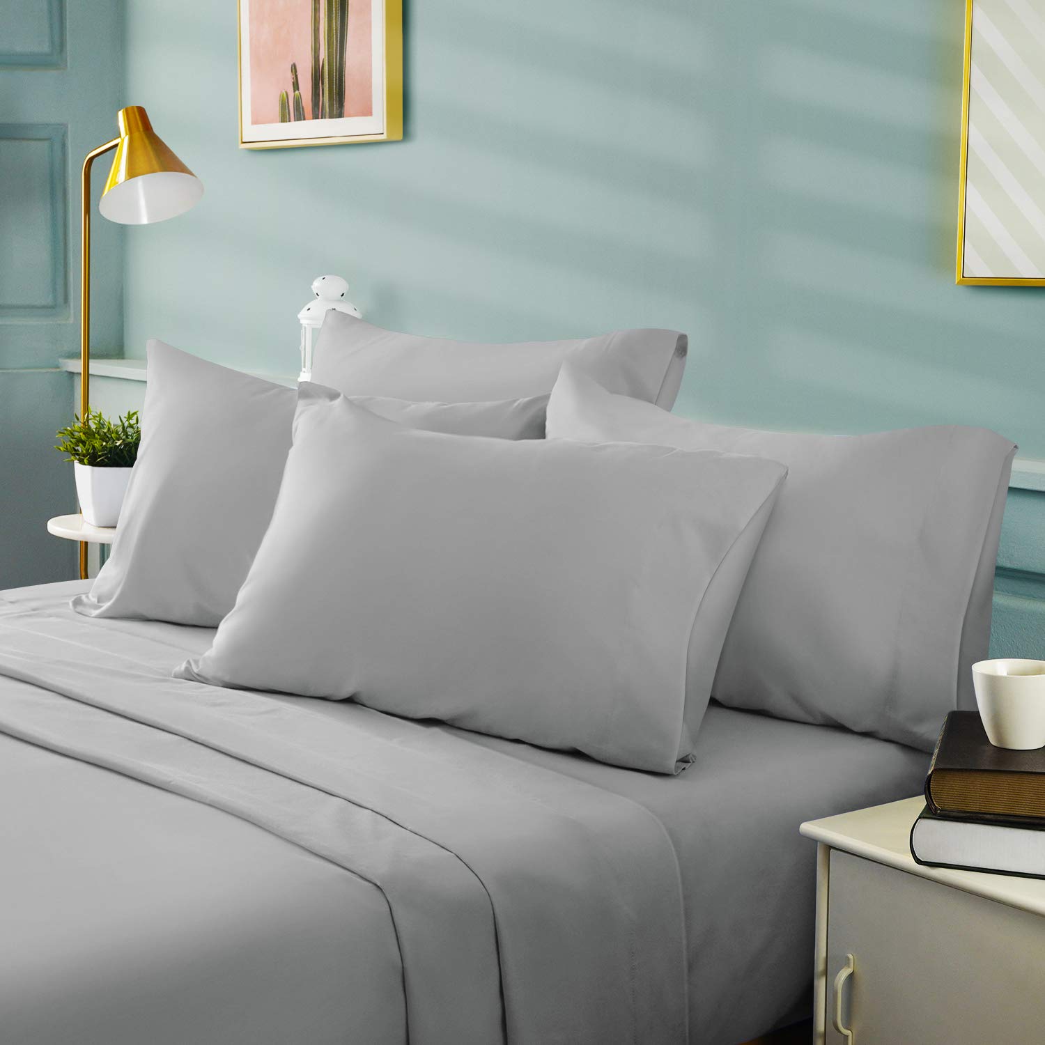 Foto 2 | Sábanas Bysure Hotel Luxury De 6 Piezas De Microfibra 1800tc, Color Gris - Venta Internacional.