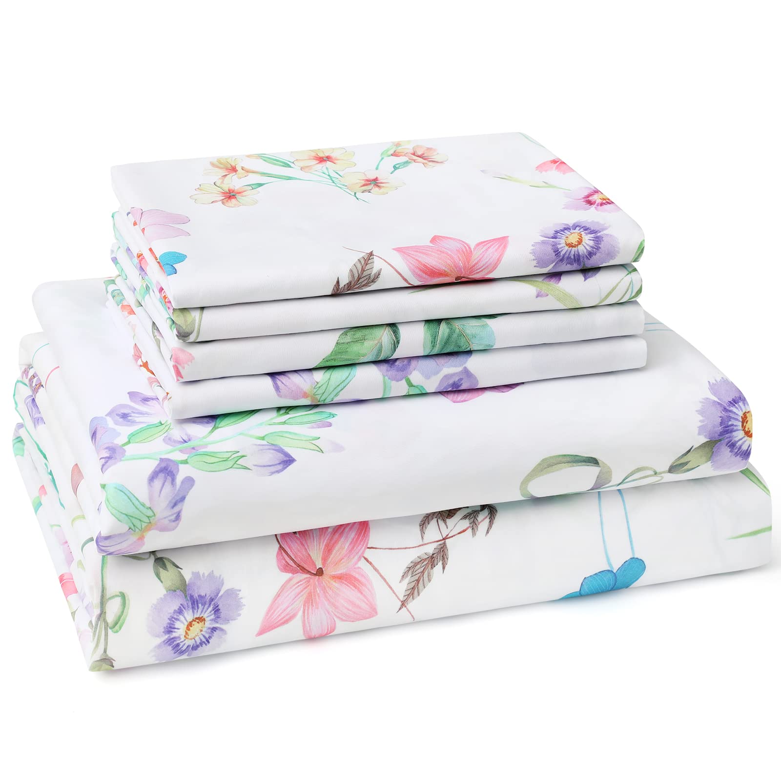 Foto 3 pulgar | Juego de Sábanas Bysure Tamaño Queen 6 Piezas Estampado Floral Pastel - Venta Internacional