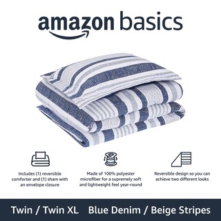 Foto 2 | Juego de Edredón Amazon Basics Reversible Azul - Venta Internacional