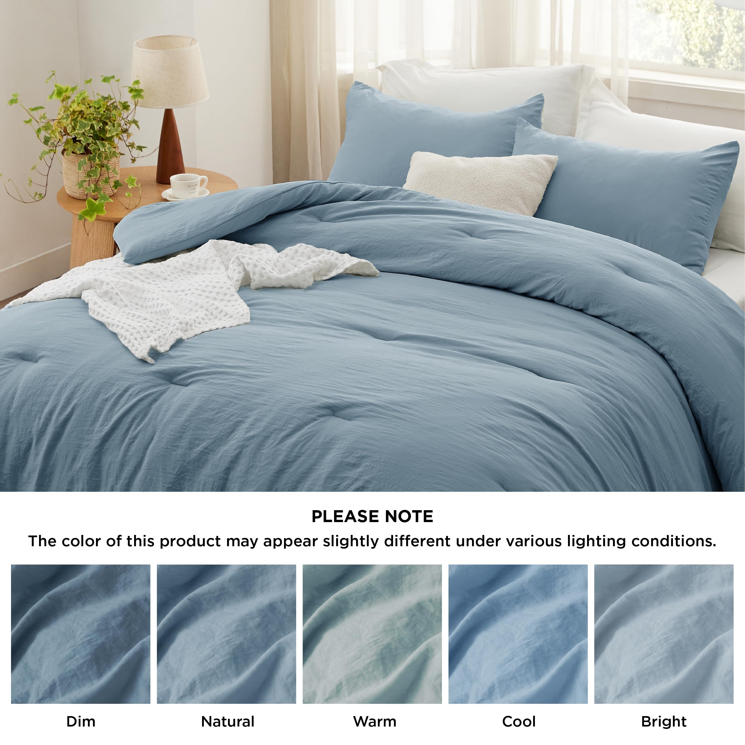 Foto 7 | Juego De Edredón Bedsure Extragrande King, Color Azul Mineral, 3 Piezas - Venta Internacional.