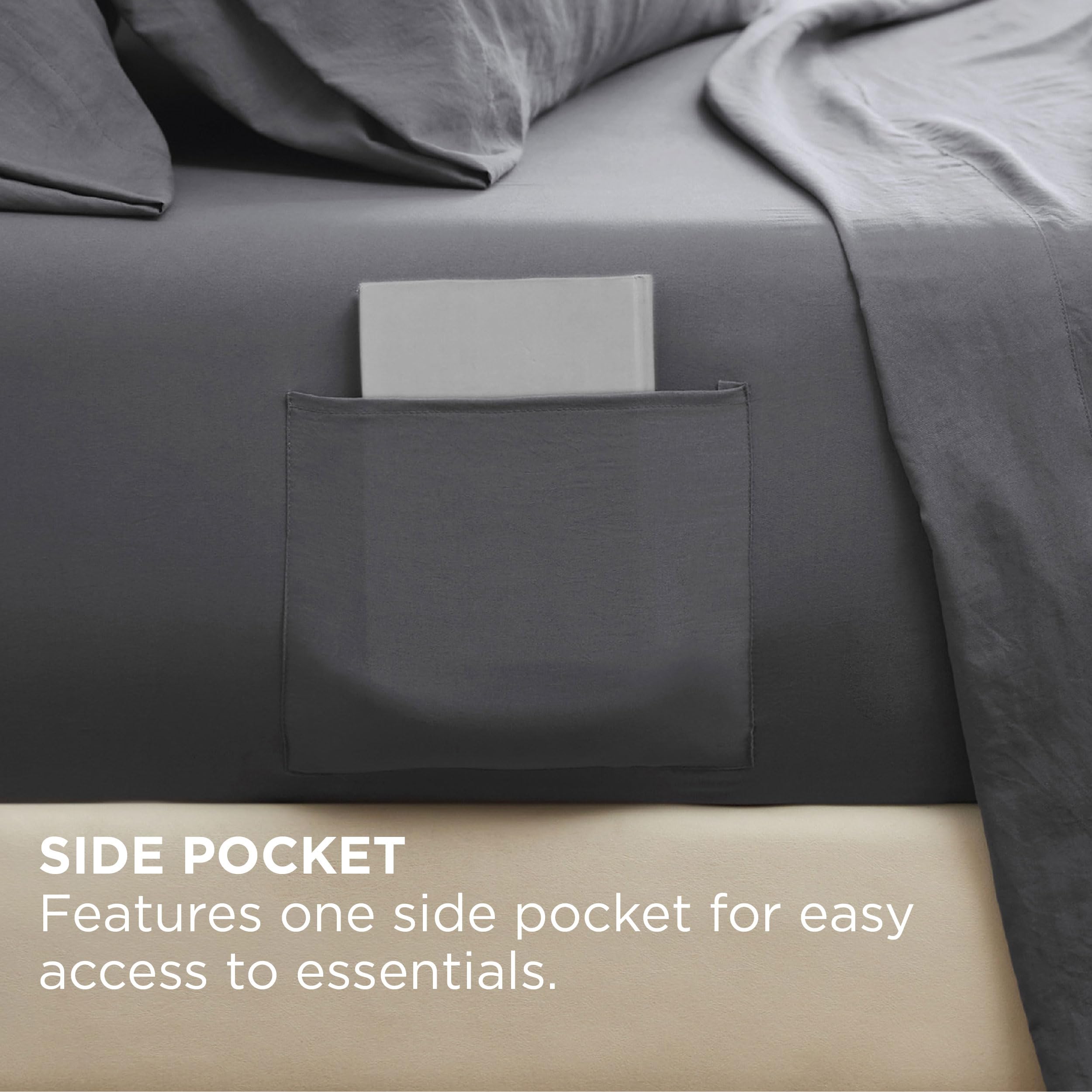 Foto 5 | Juego de Sábanas Bedsure Deep Pocket King 6 Piezas Poliéster Gris - Venta Internacional