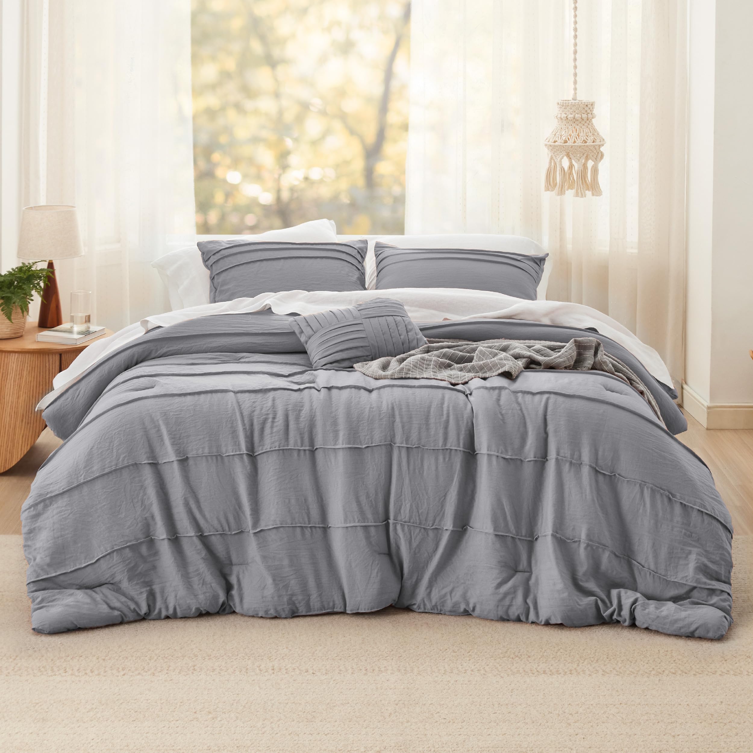 Foto 1 | Juego de Edredón Bedsure California King Pinch Pleat Gris - Venta Internacional