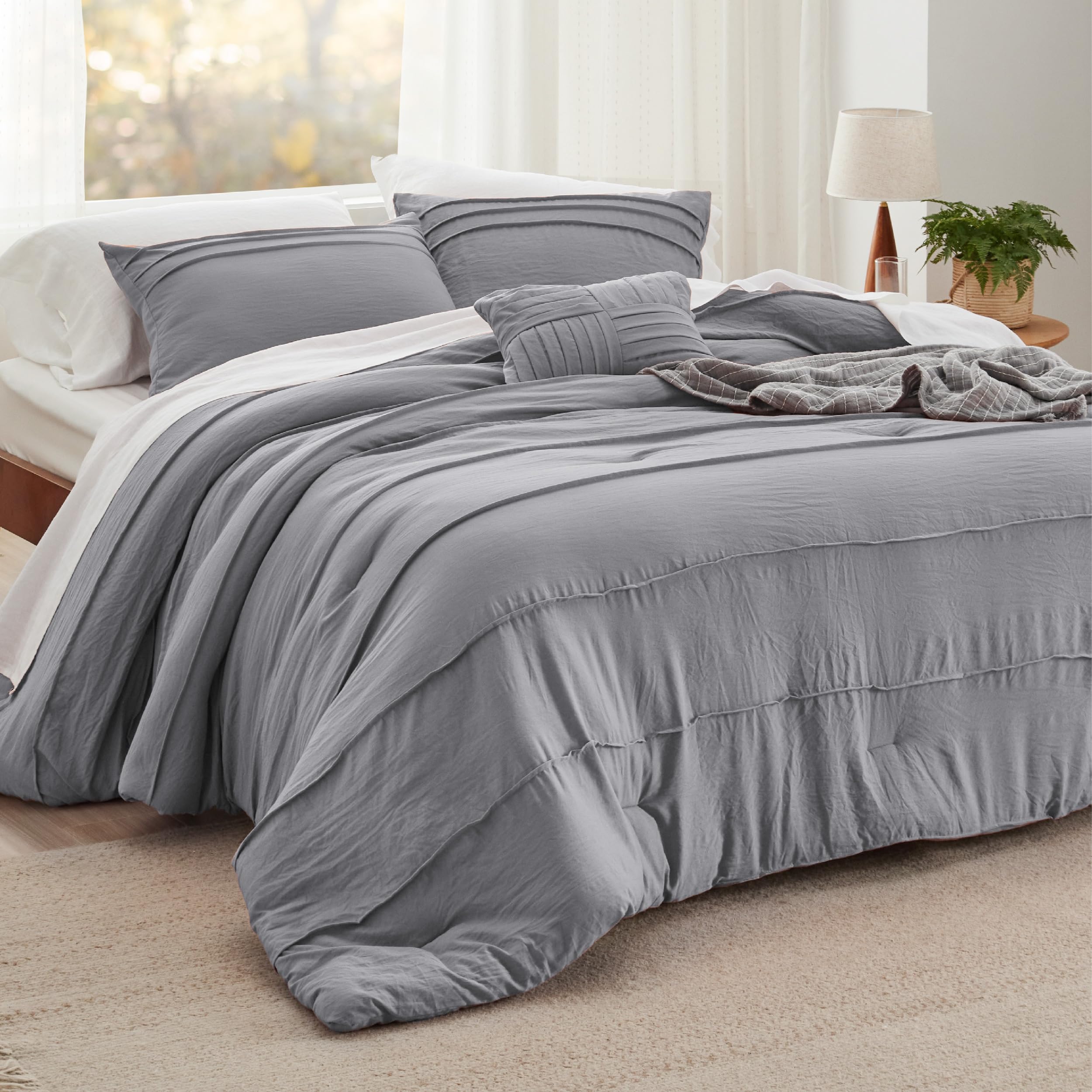 Foto 4 pulgar | Juego de Edredón Bedsure California King Pinch Pleat Gris - Venta Internacional