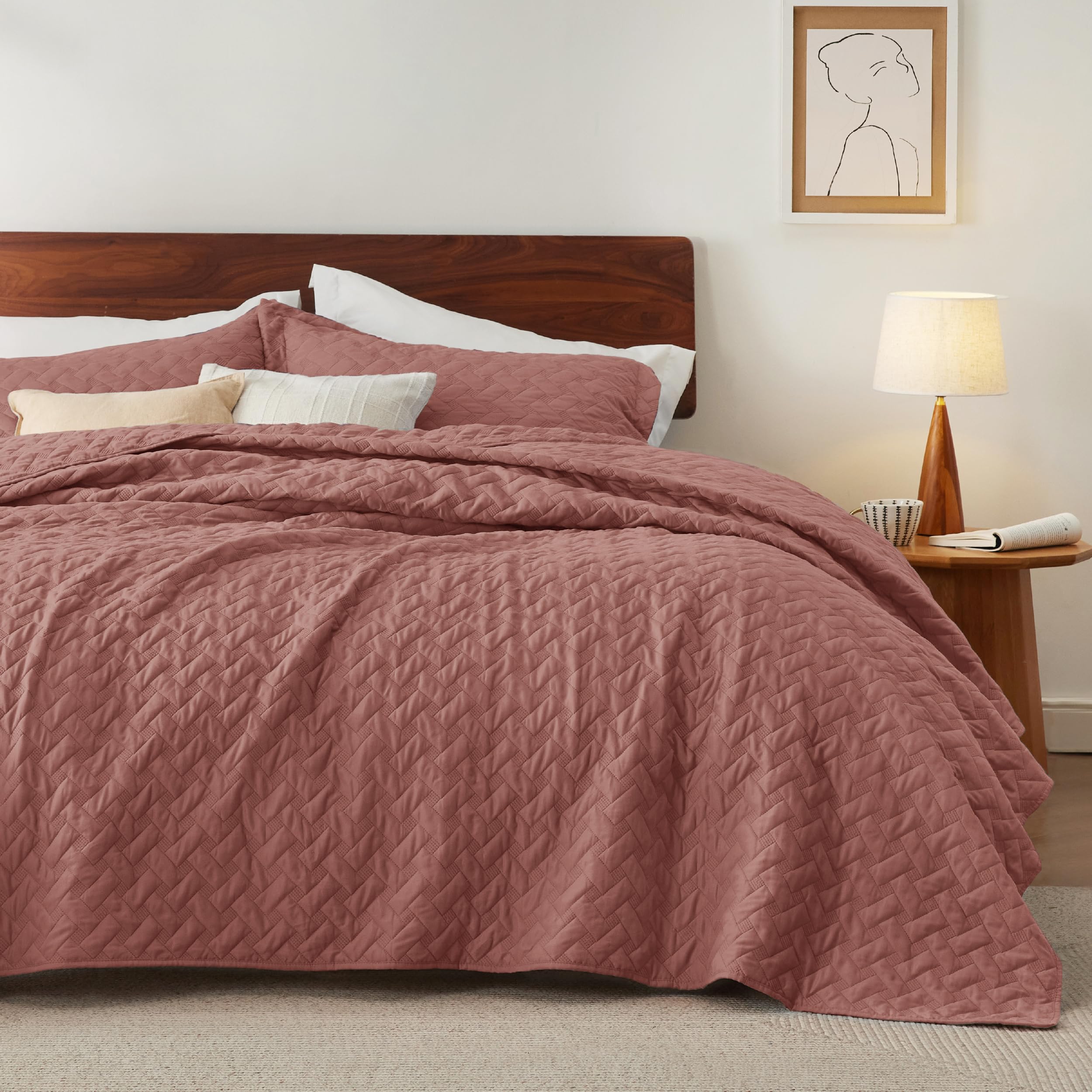 Foto 2 pulgar | Colchas Ligeras Quilt Bedsure King Rosa Grisáceo - Venta Internacional