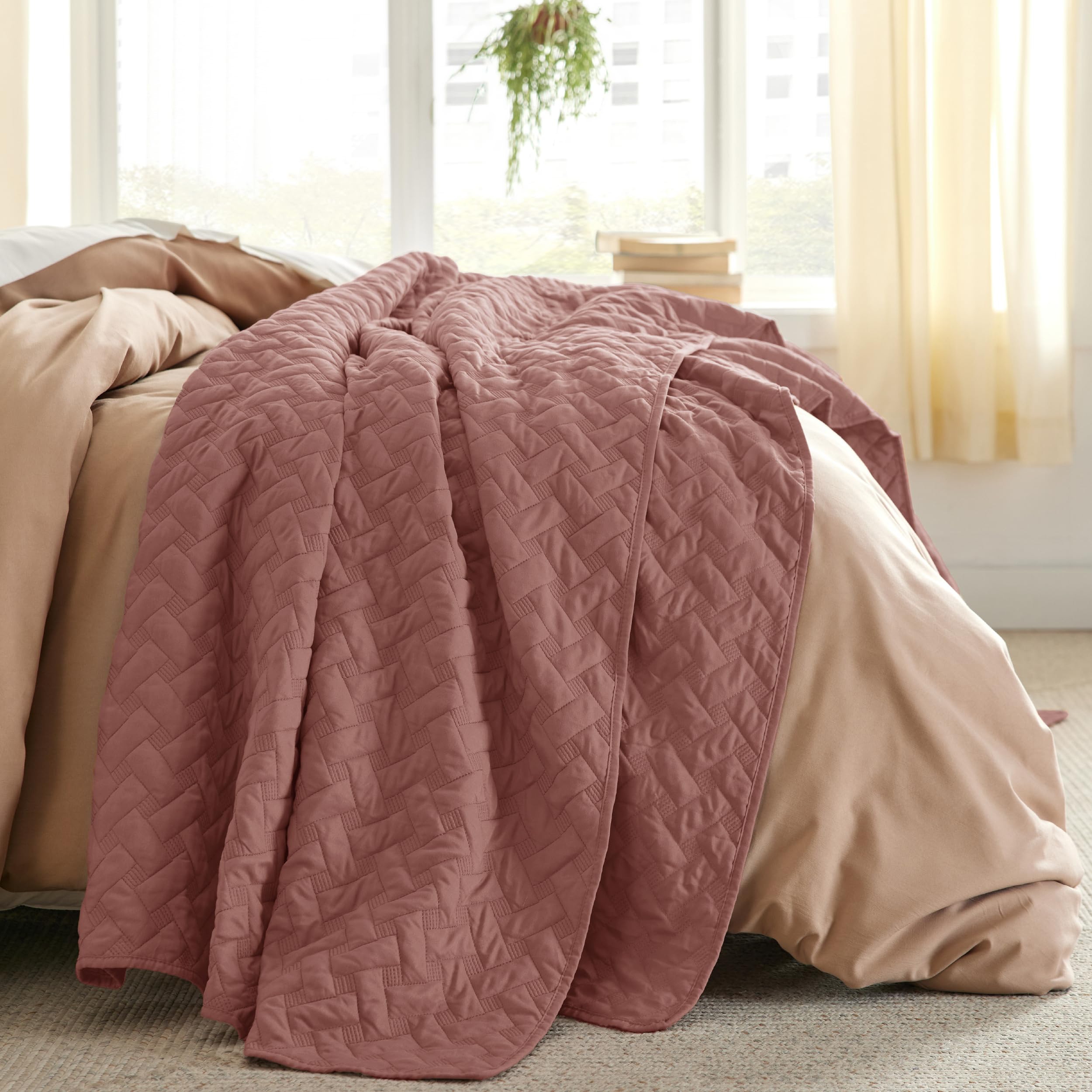 Foto 3 pulgar | Colchas Ligeras Quilt Bedsure King Rosa Grisáceo - Venta Internacional