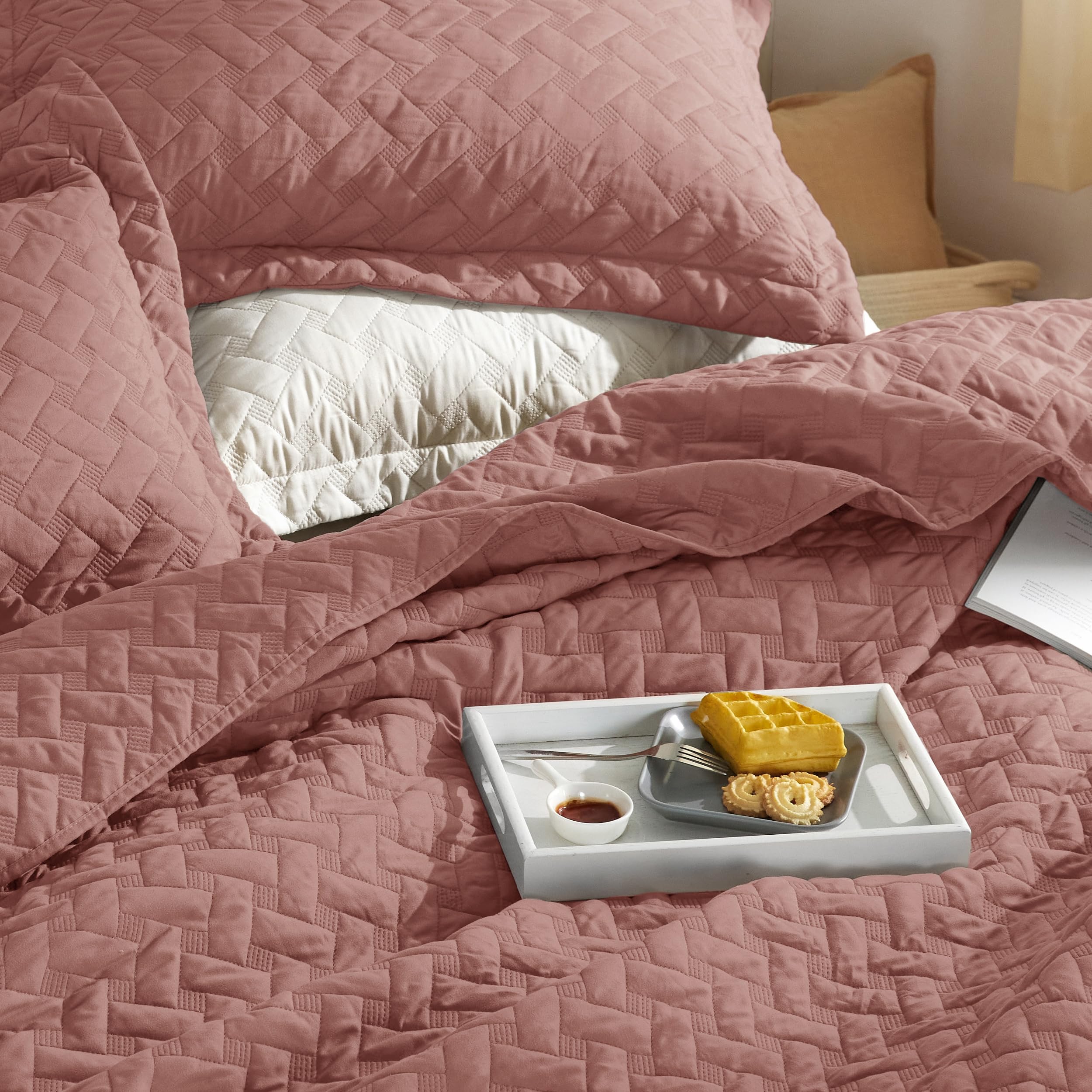Foto 4 pulgar | Colchas Ligeras Quilt Bedsure King Rosa Grisáceo - Venta Internacional
