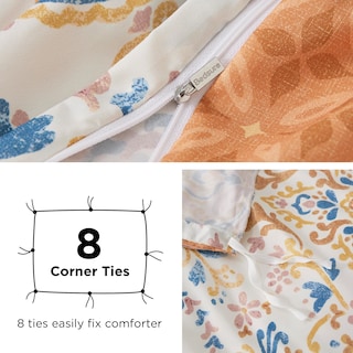 Foto 5 | Funda de Edredón Reversible Tamaño King Floral Naranja- Venta Internacional