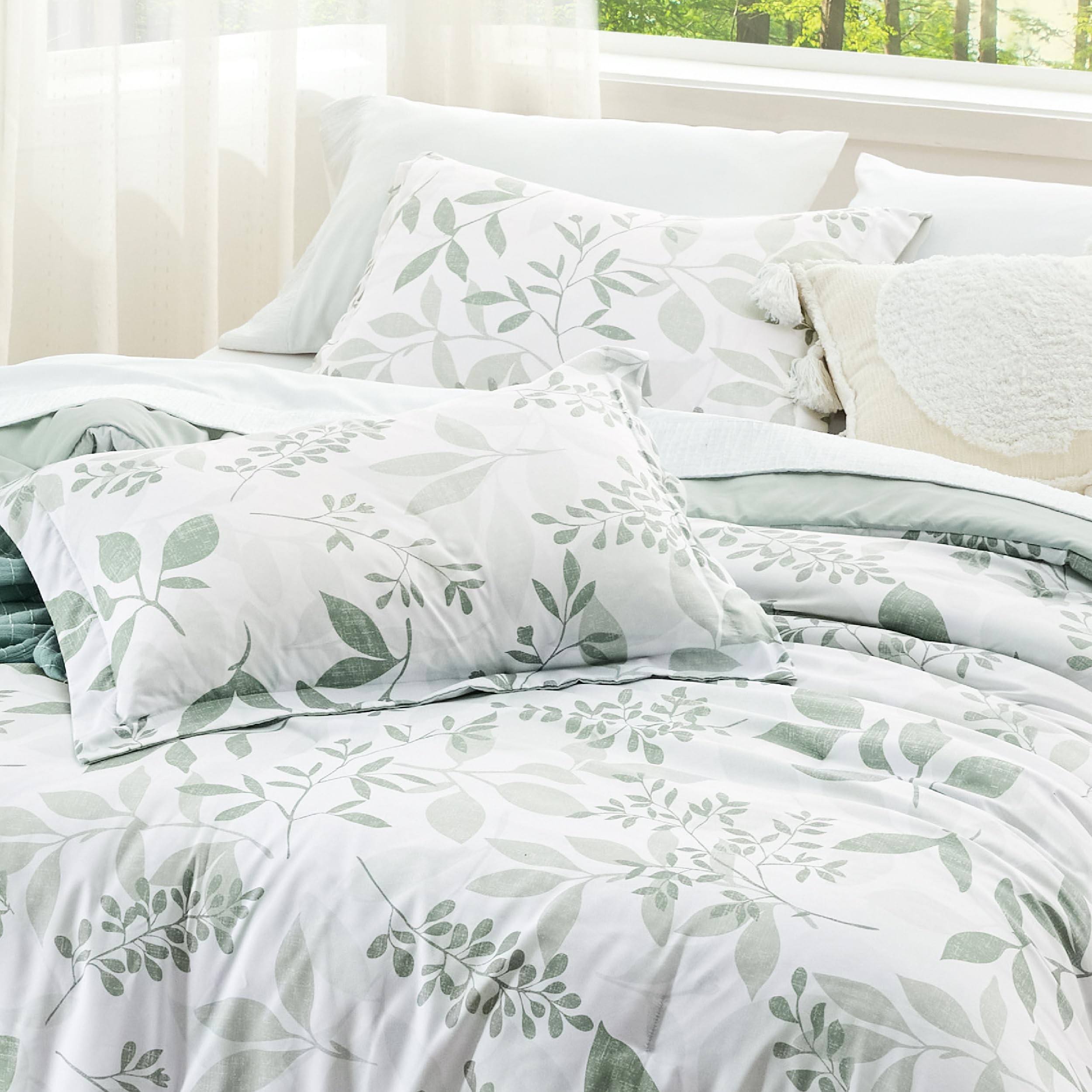 Foto 4 pulgar | Juego de Edredón Bedsure Individual con Estampado Floral Blanco Y Verde - Venta Internacional