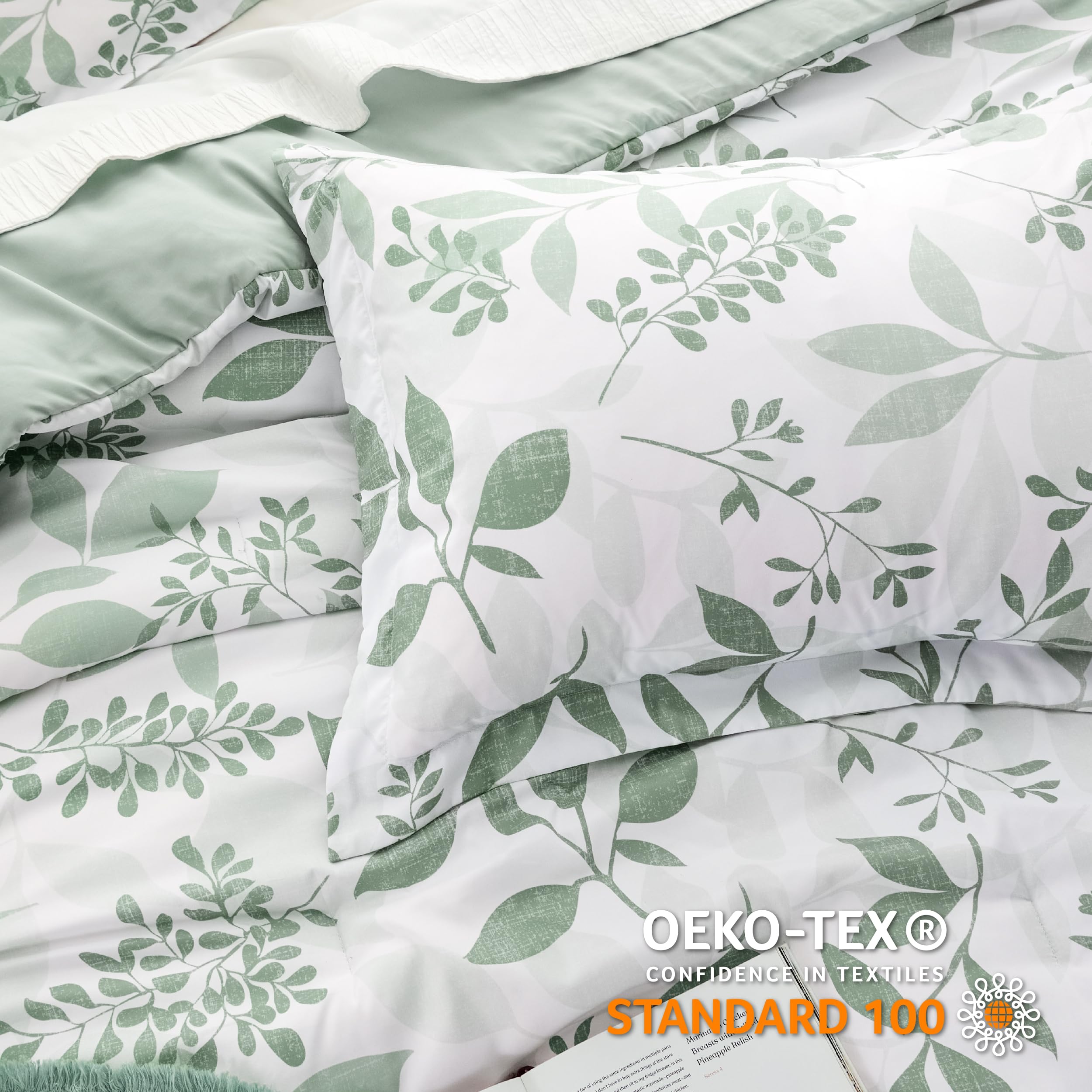 Foto 5 | Juego de Edredón Bedsure Individual con Estampado Floral Blanco Y Verde - Venta Internacional