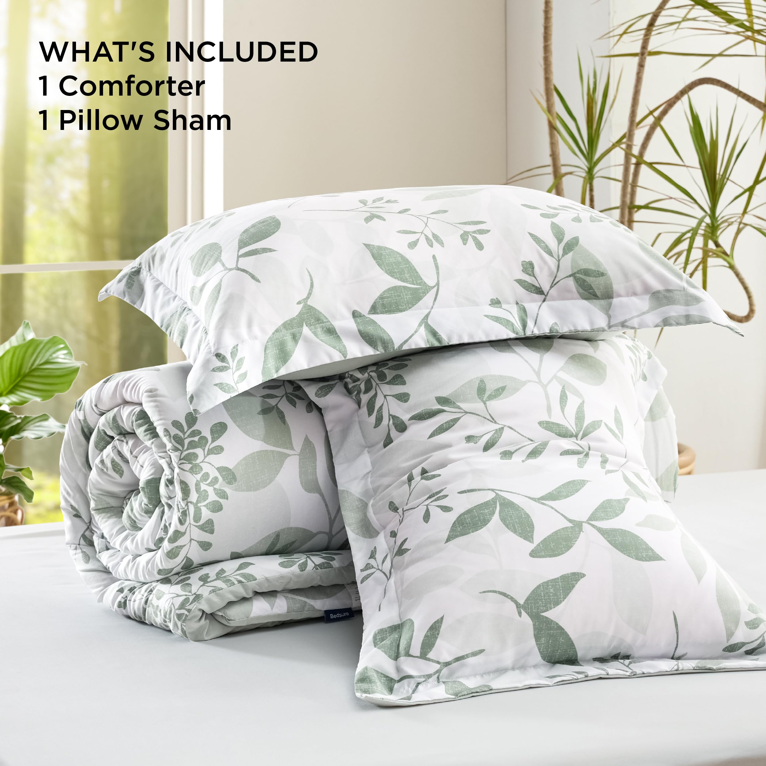 Foto 7 pulgar | Juego de Edredón Bedsure Individual con Estampado Floral Blanco Y Verde - Venta Internacional