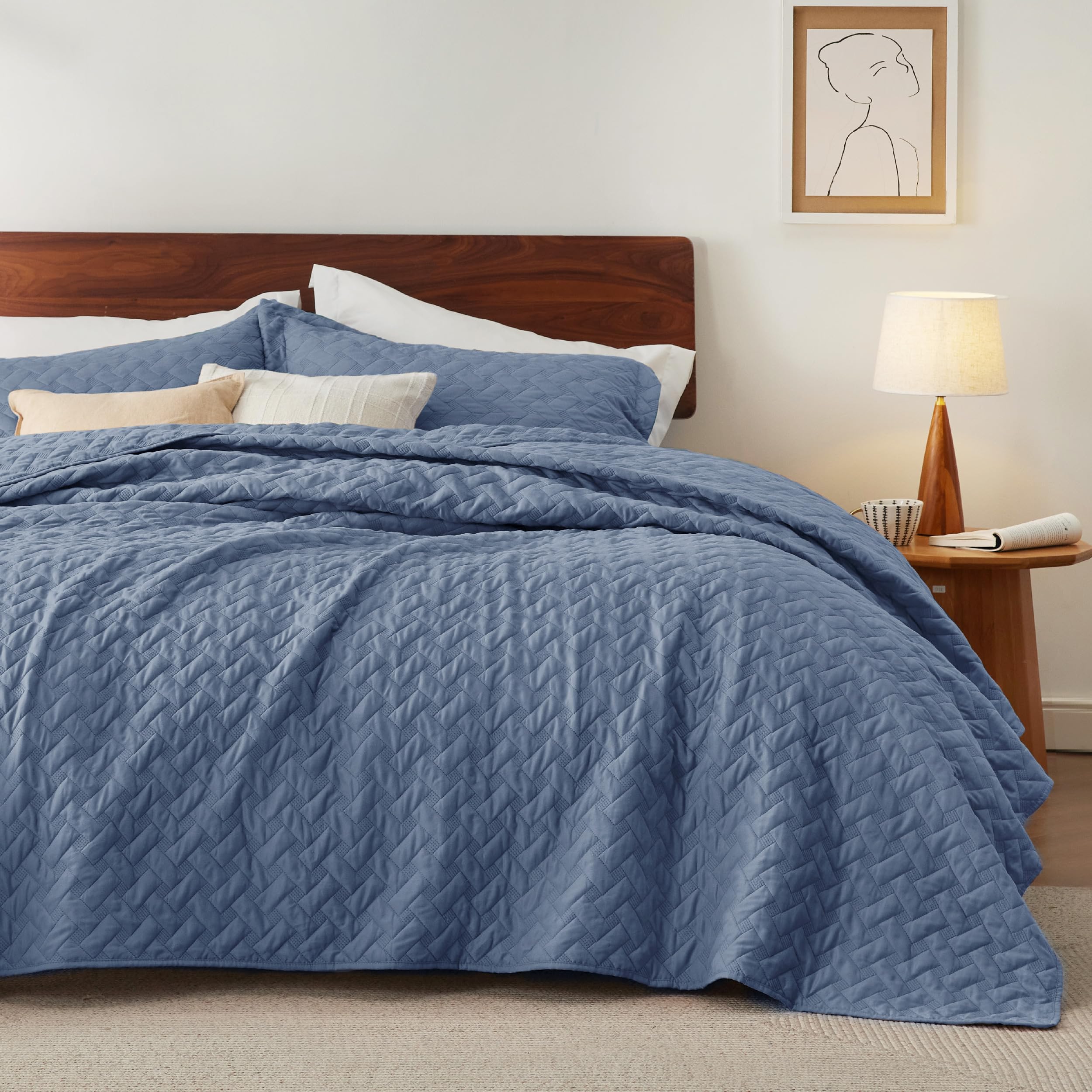 Foto 2 | Colchas Ligeras Quilt Bedsure King Azul Mineral - Venta Internacional
