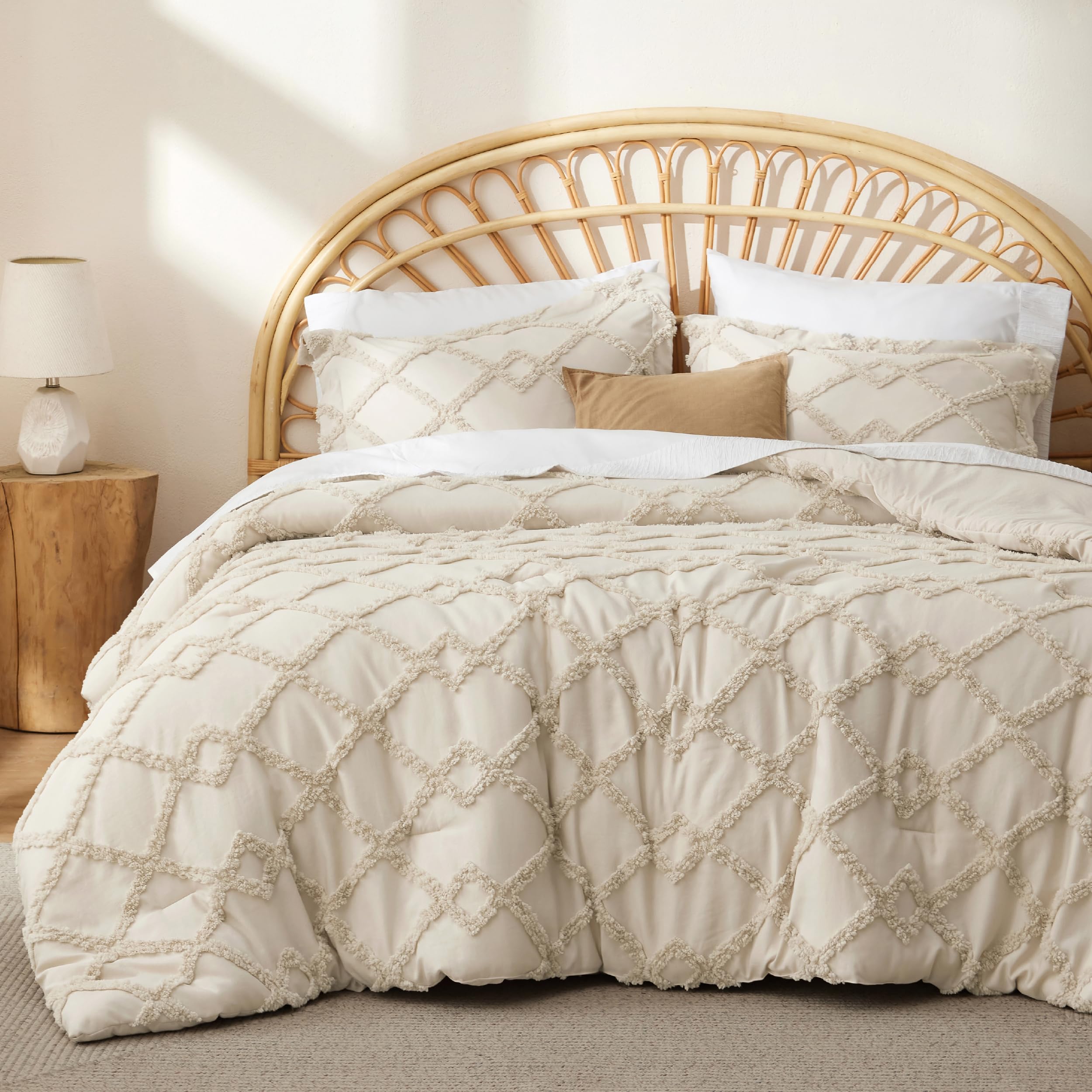 Foto 1 | Juego de Edredón Bedsure Boho Queen Beige 3 Piezas - Venta Internacional