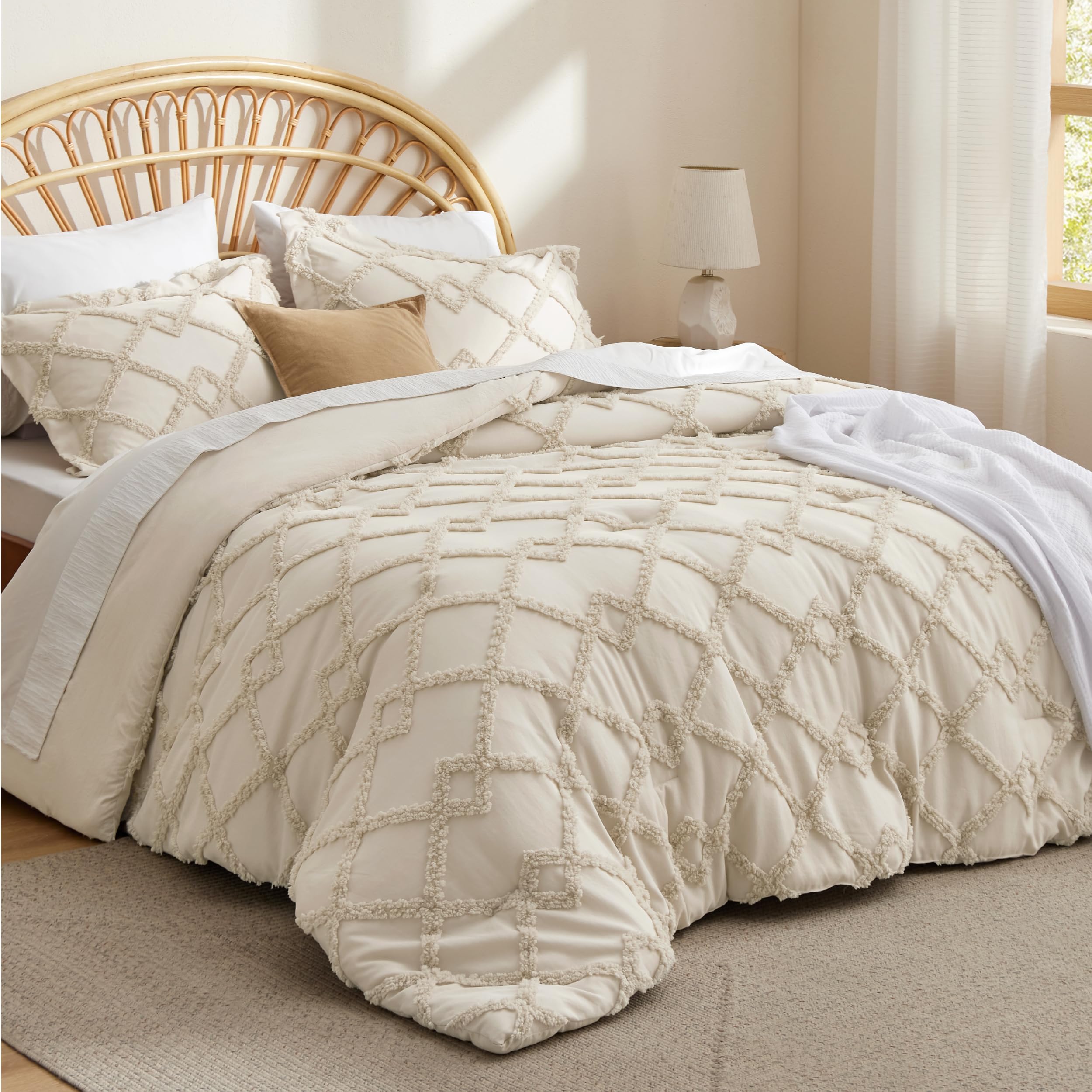 Foto 2 | Juego de Edredón Bedsure Boho Queen Beige 3 Piezas - Venta Internacional