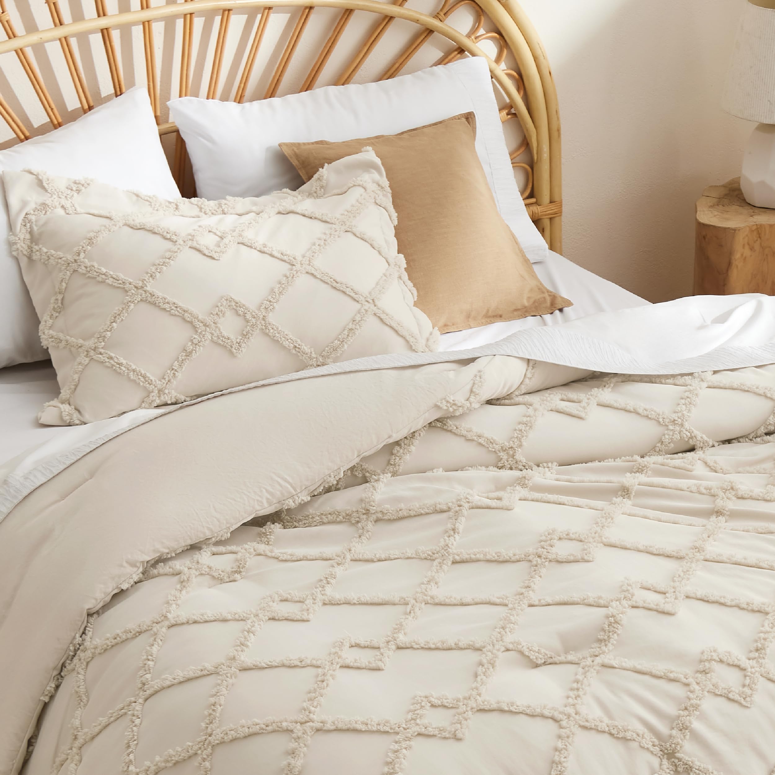Foto 4 pulgar | Juego de Edredón Bedsure Boho Queen Beige 3 Piezas - Venta Internacional