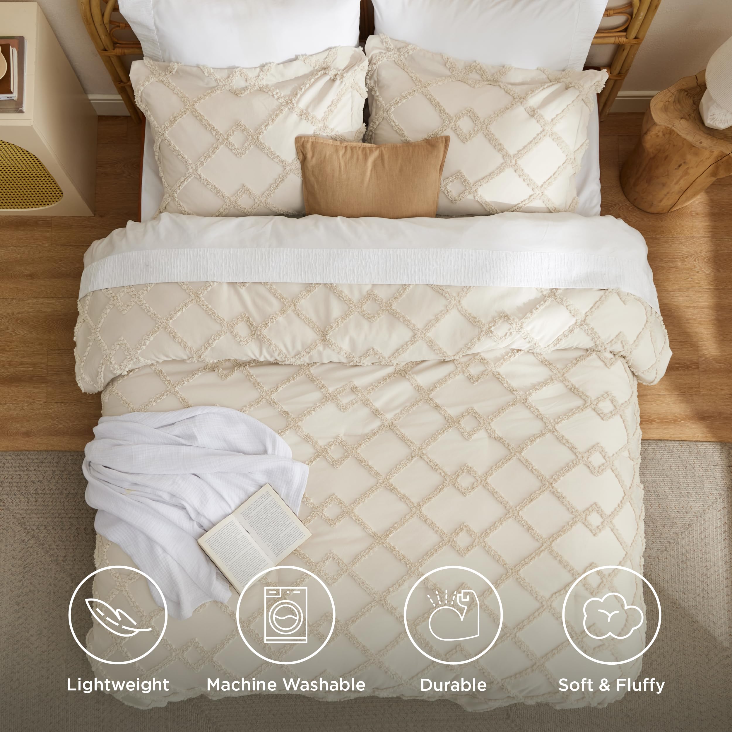 Foto 5 pulgar | Juego de Edredón Bedsure Boho Queen Beige 3 Piezas - Venta Internacional