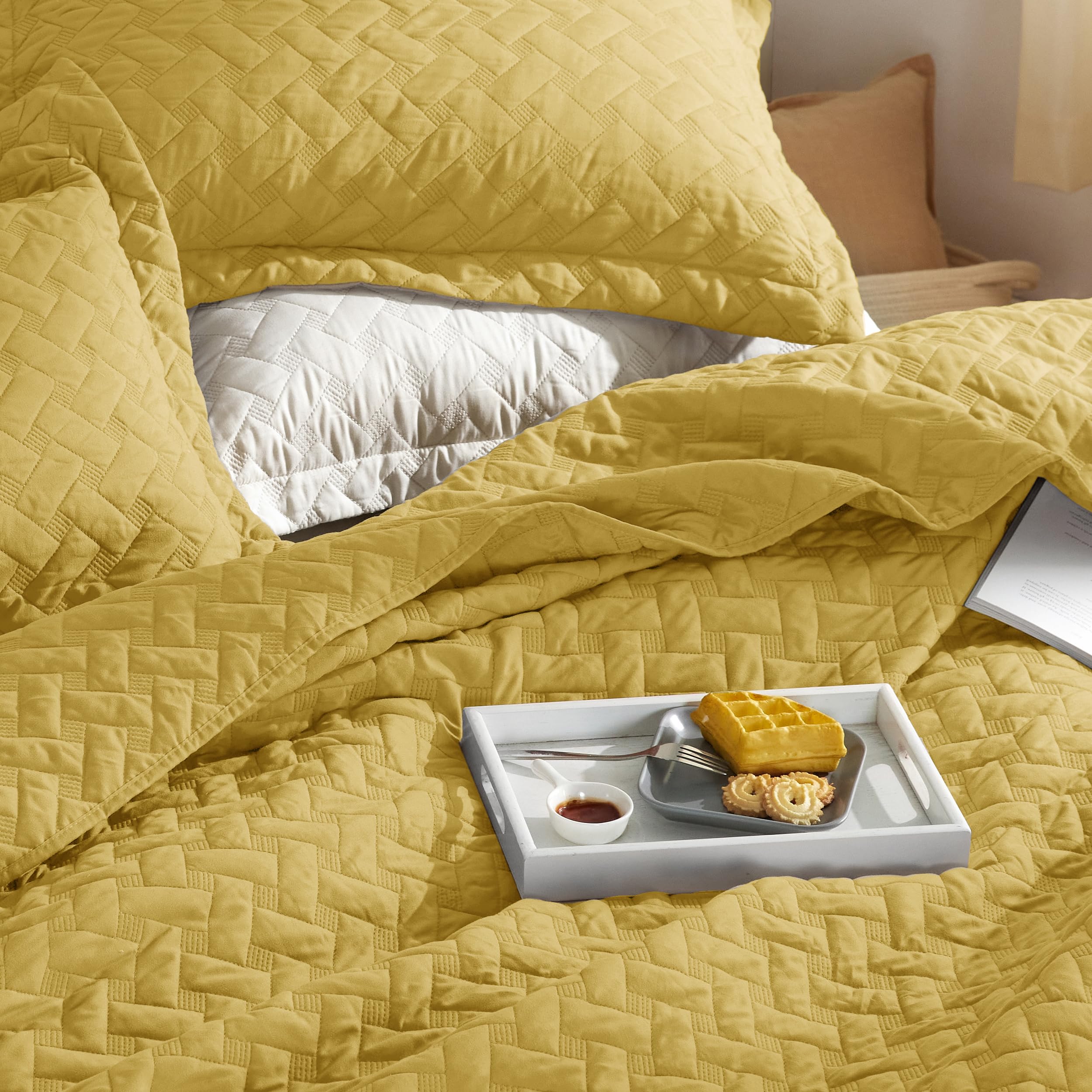 Foto 4 pulgar | Colcha Bedsure Queen Amarillo Mostaza - Venta Internacional