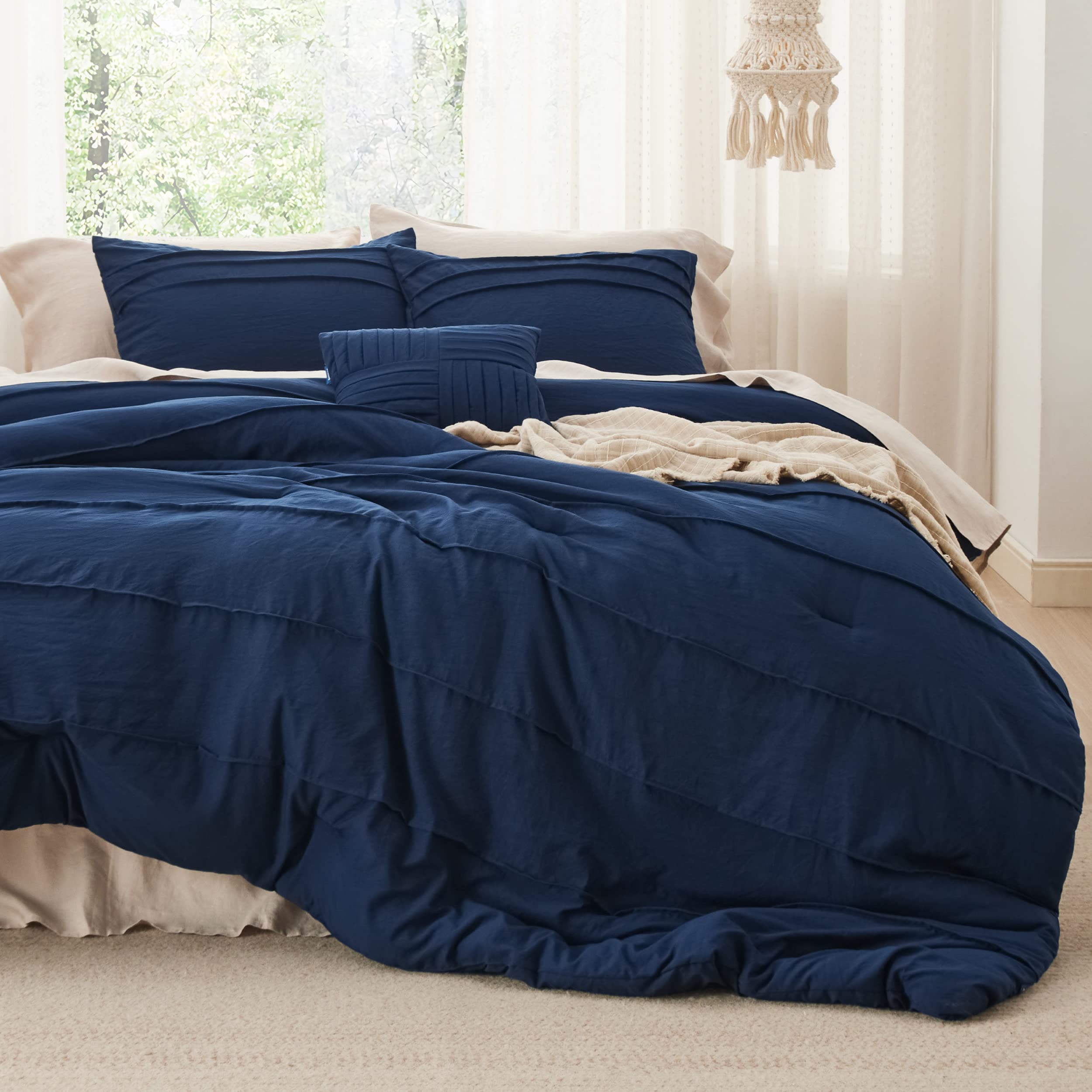 Foto 3 | Juego de Edredón Bedsure Full Pinch Pleat 4 Piezas Azul Marino - Venta Internacional
