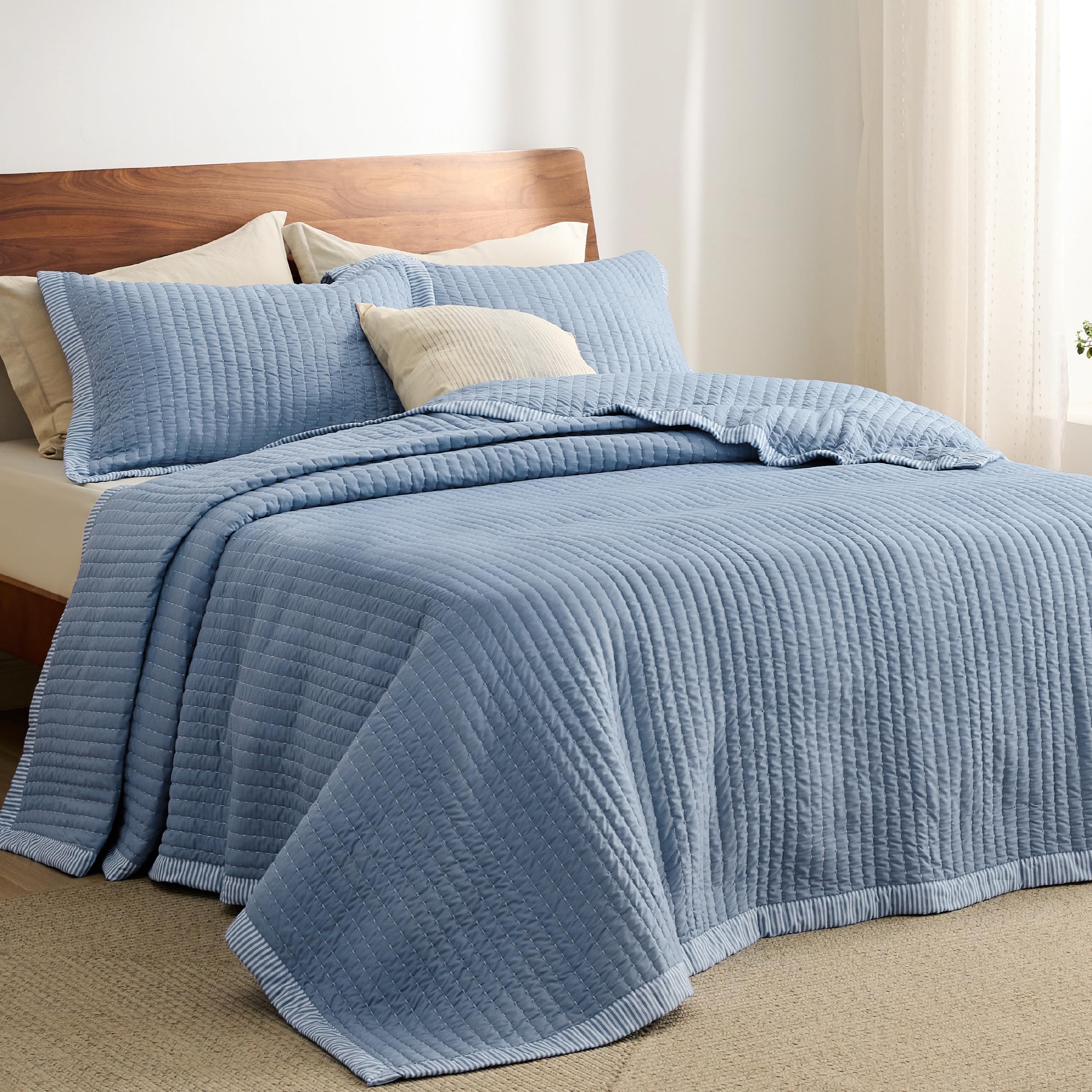 Foto 1 | Colcha Bedsure Queen Size Azul 3 Piezas - Venta Internacional