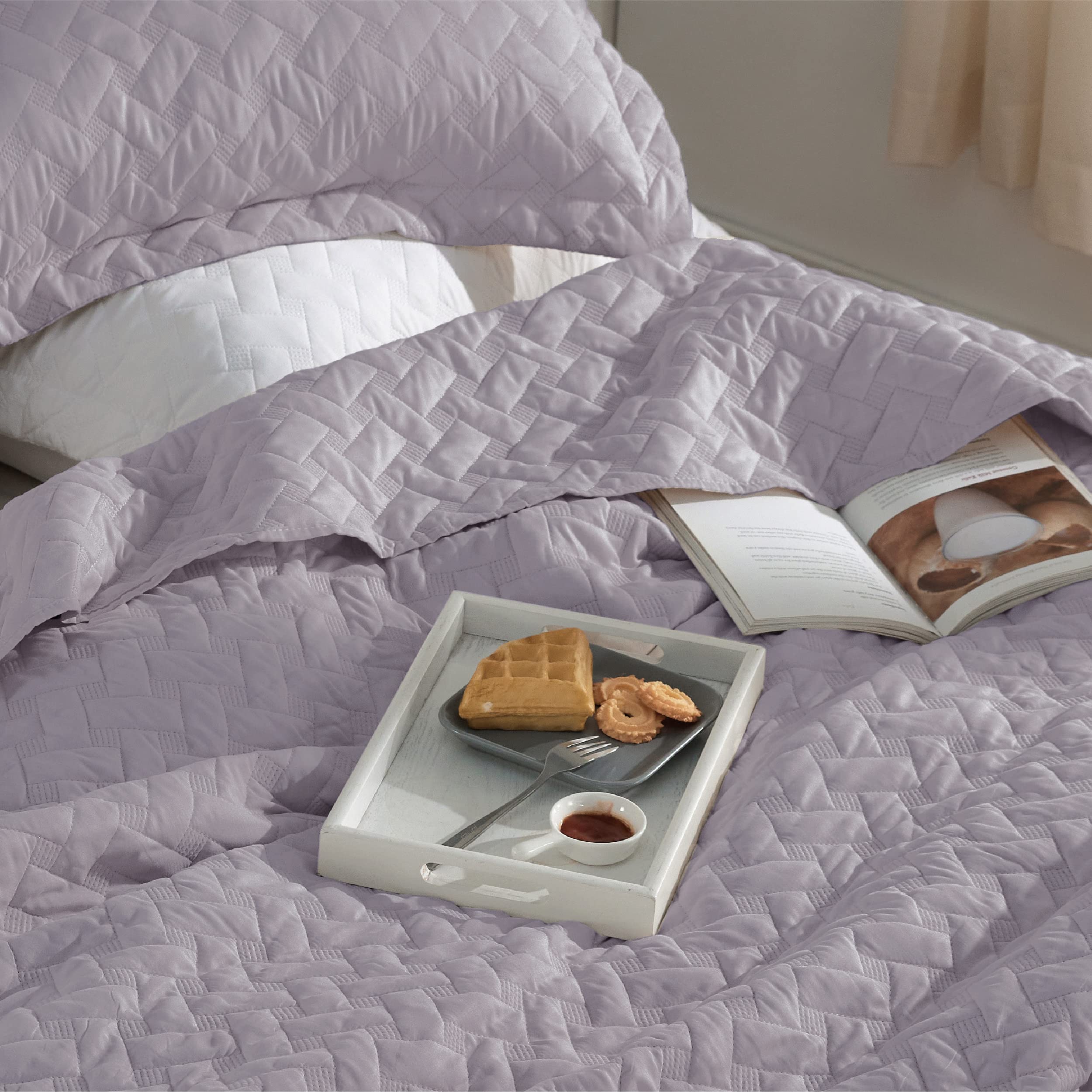 Foto 5 pulgar | Colcha Bedsure Queen Violeta con 2 Fundas de Almohada - Venta Internacional