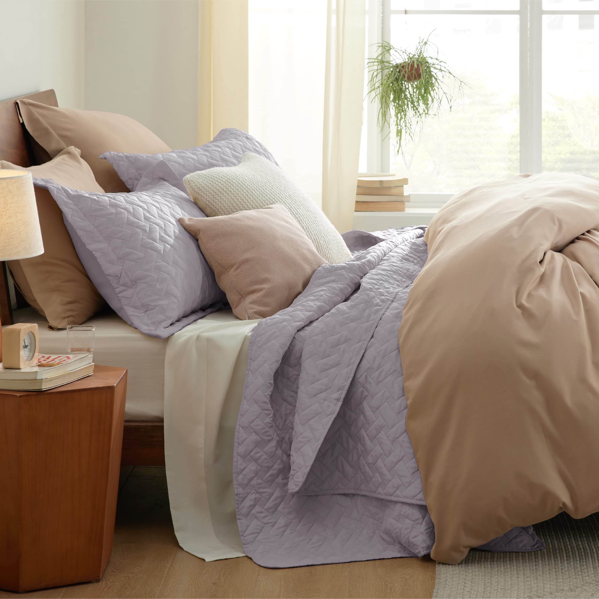 Foto 6 pulgar | Colcha Bedsure Queen Violeta con 2 Fundas de Almohada - Venta Internacional