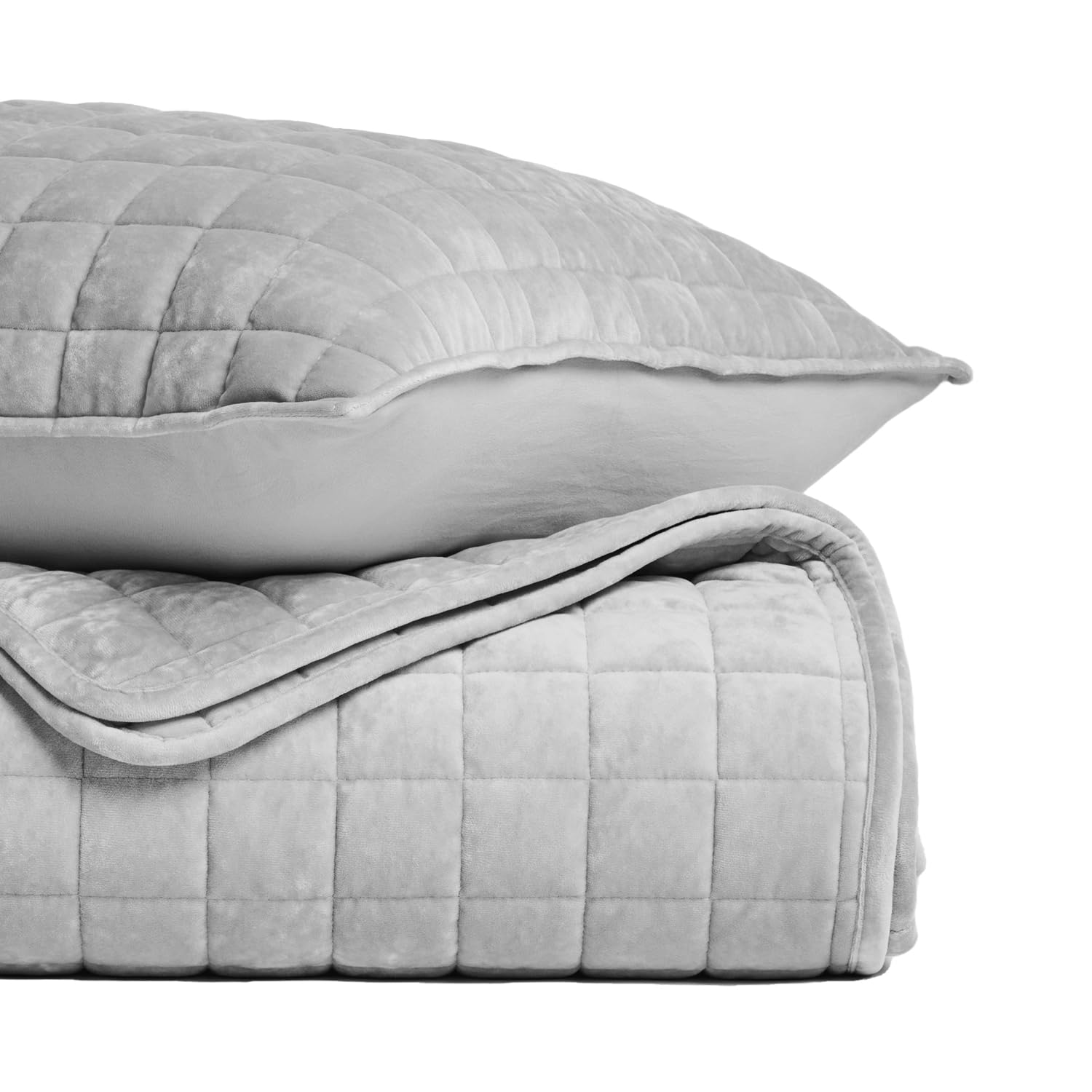 Foto 5 | Juego De Edredón Recyco Luxury Velvet King Size, Color Gris Escarchado, Con 2 Fundas - Venta Internacional.