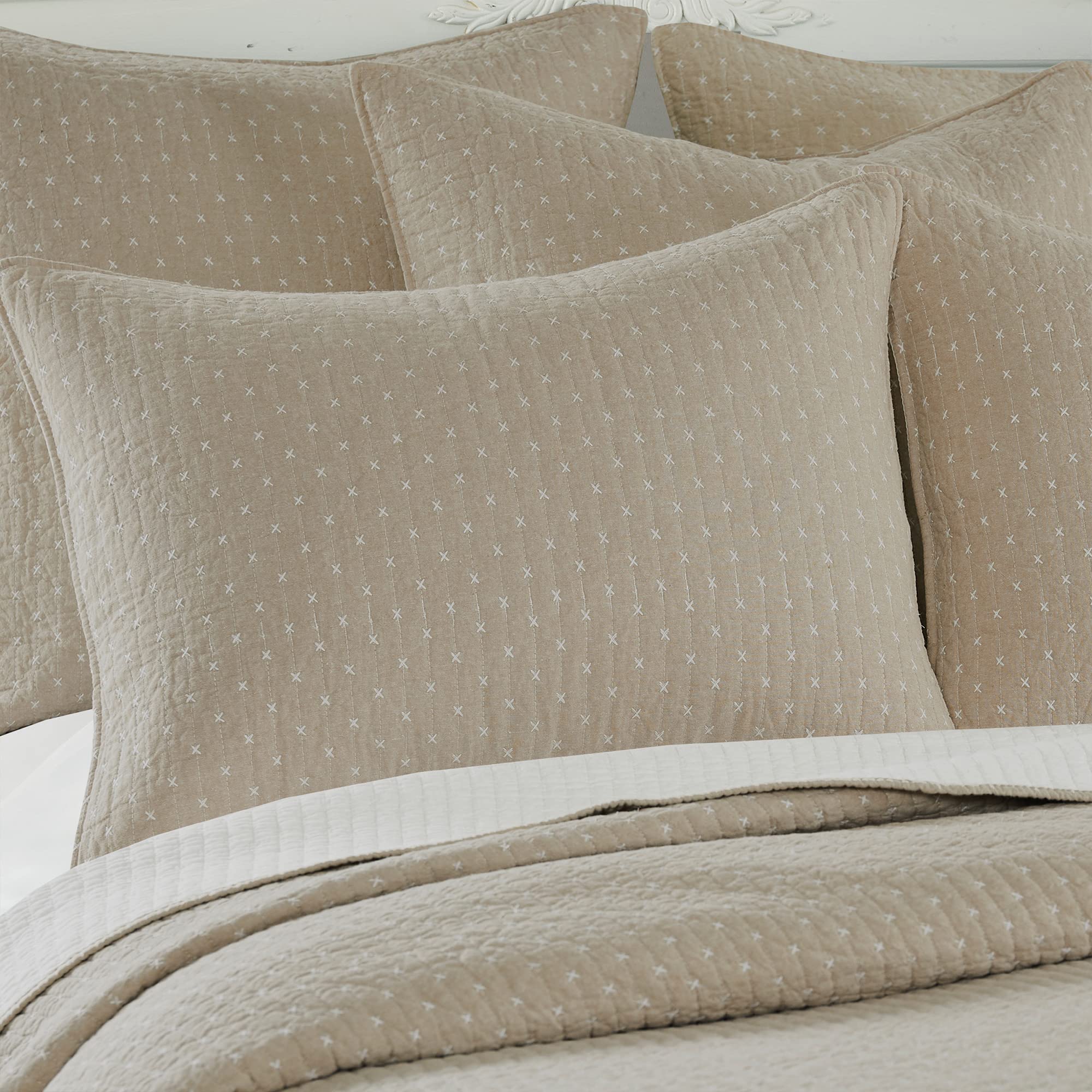 Foto 3 | Set De Edredón Levtex Home Cross Stitch Taupe King Con 2 Fundas - Venta Internacional.