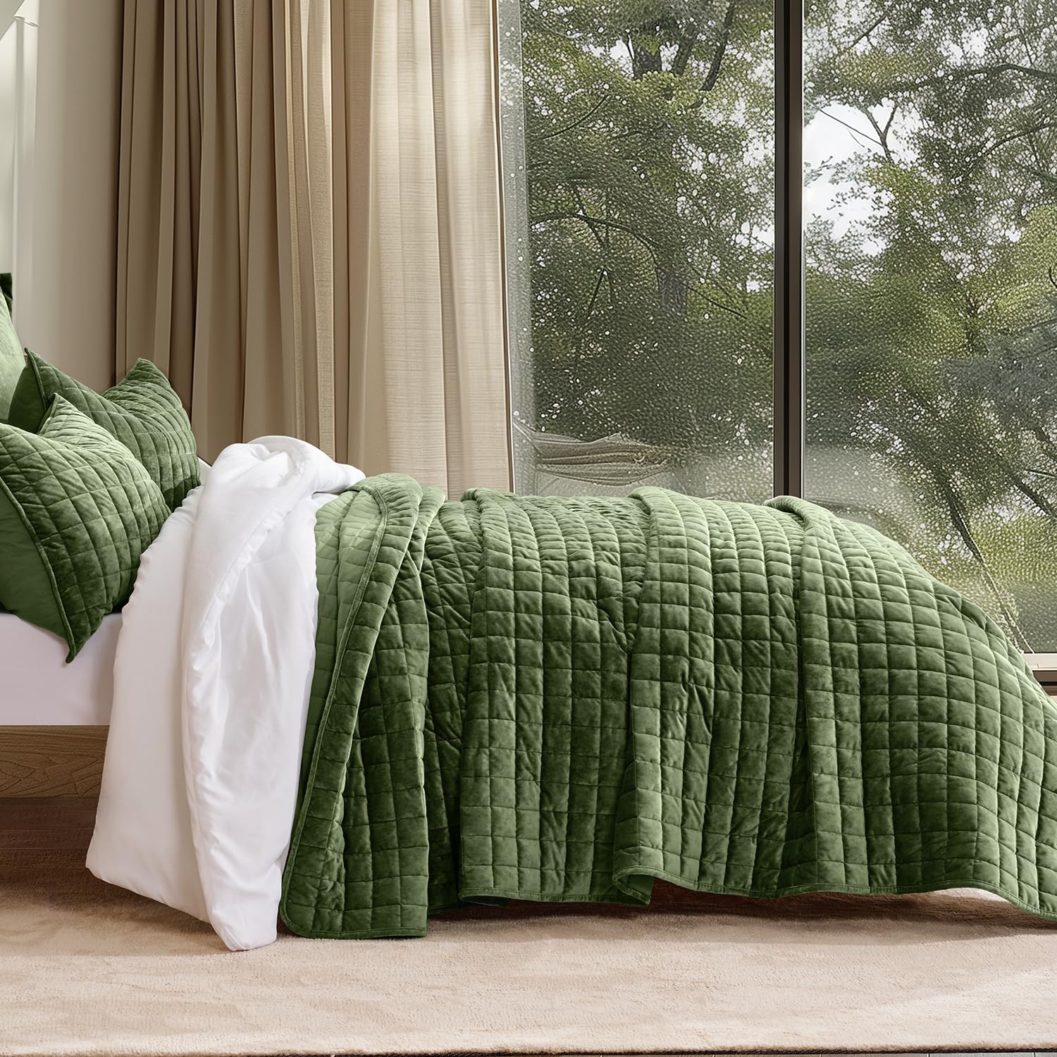 Foto 2 | Juego De Edredón Recyco Luxury Velvet King Size Loden Green Con 2 Fundas - Venta Internacional.