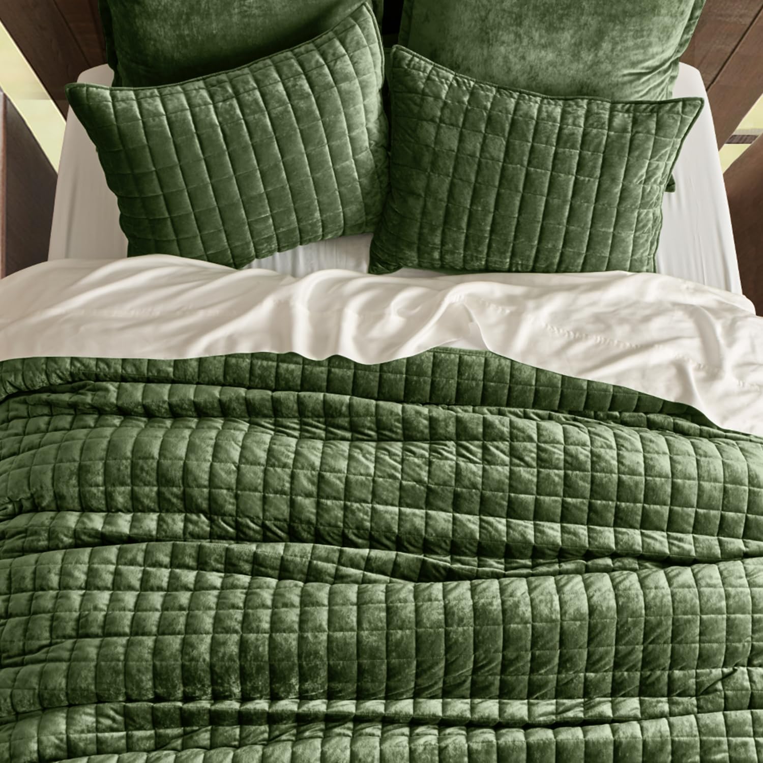 Foto 4 pulgar | Juego De Edredón Recyco Luxury Velvet King Size Loden Green Con 2 Fundas - Venta Internacional.