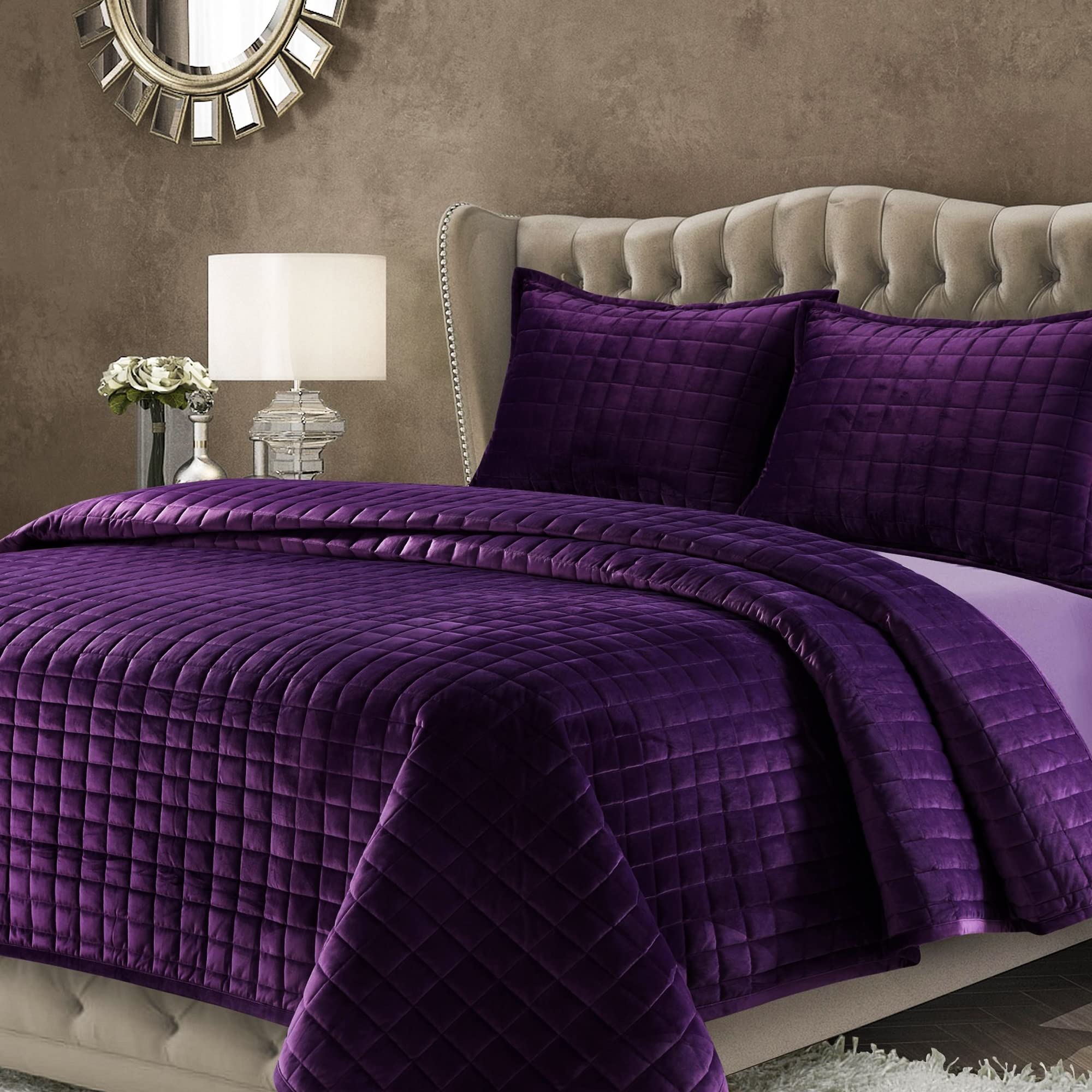 Foto 2 pulgar | Juego De Colcha Tribeca Living Luxury Velvet King Con 2 Fundas De Almohada - Venta Internacional.