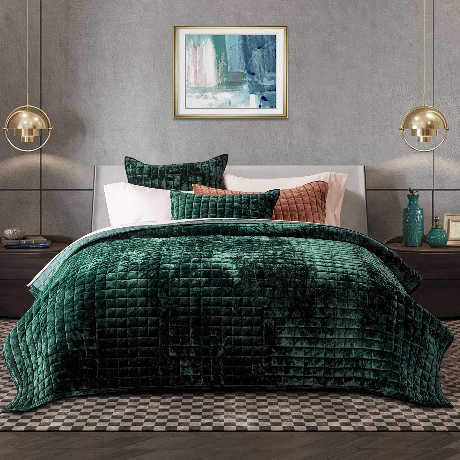 Foto 1 | Juego De Edredón Recyco Luxury Velvet Full Queen Con 2 Fundas, Color Verde - Venta Internacional.
