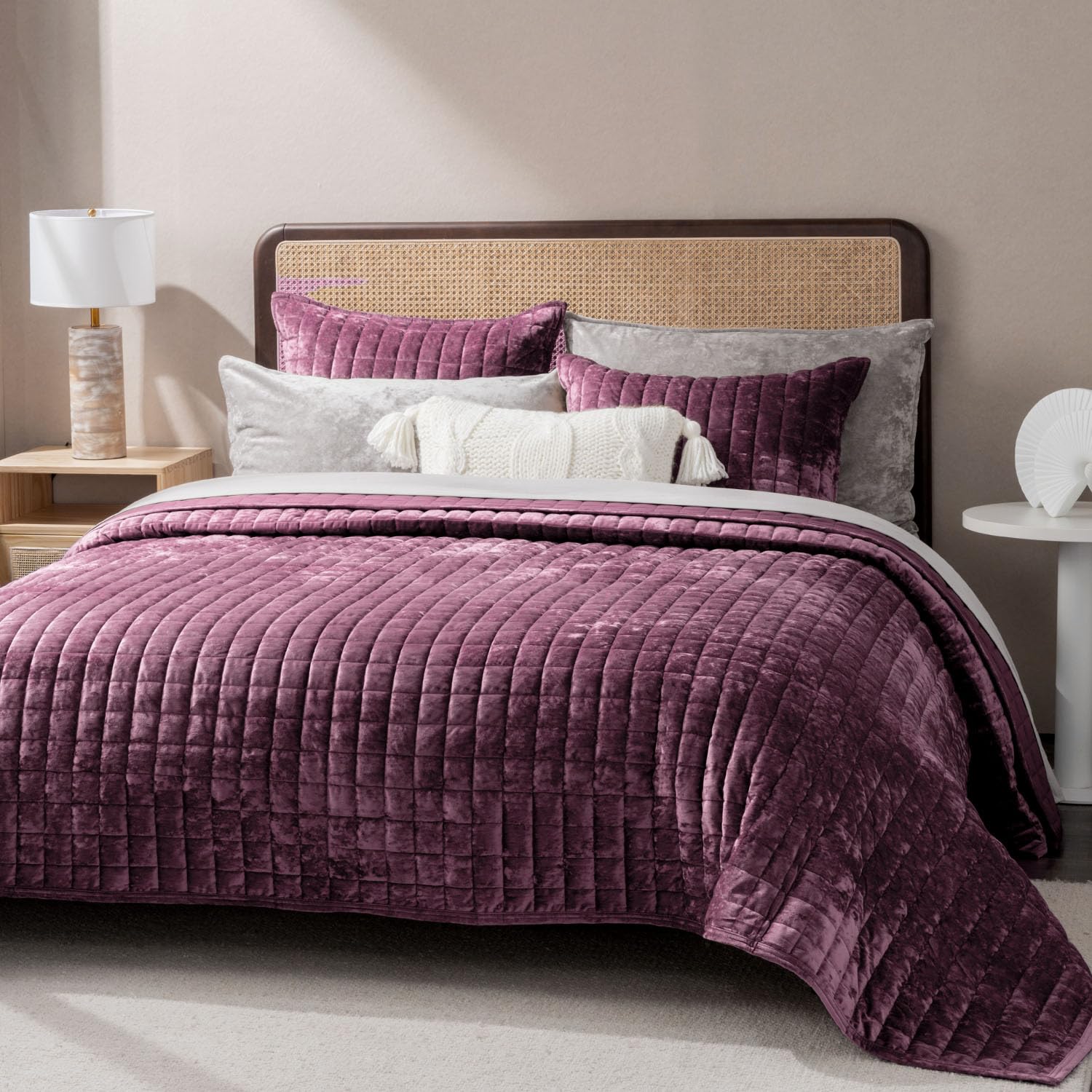 Foto 2 | Juego De Edredón Recyco Luxury Velvet Full Queen Con 2 Fundas, Color Malva - Venta Internacional.