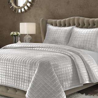 Foto 1 | Juego De Edredón Tribeca Living Luxury Velvet King Silver Grey - Venta Internacional.