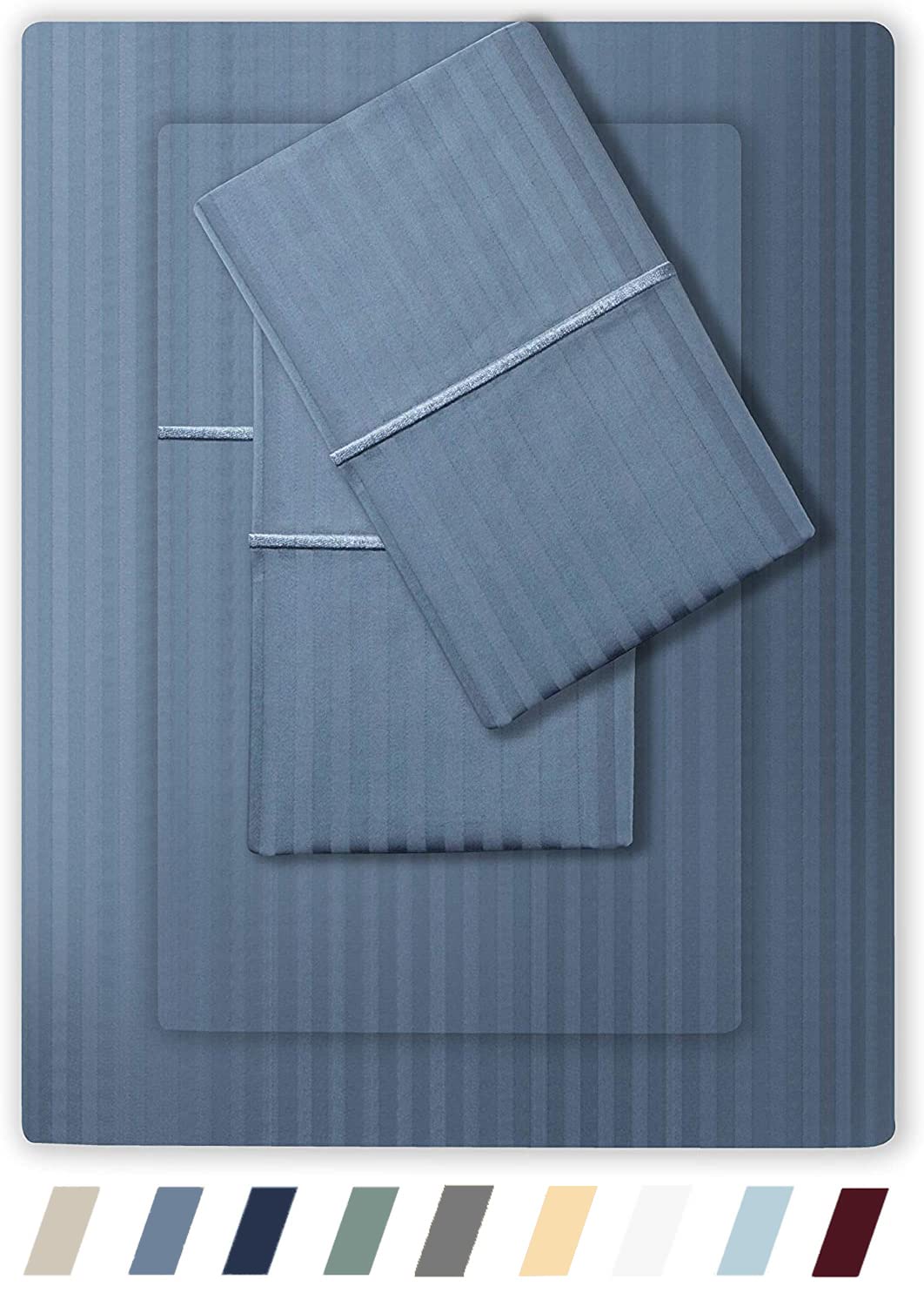 Foto 2 pulgar | Juego De Sábanas Feather & Stitch 500 Tc Split King Size, Azul - Venta Internacional.