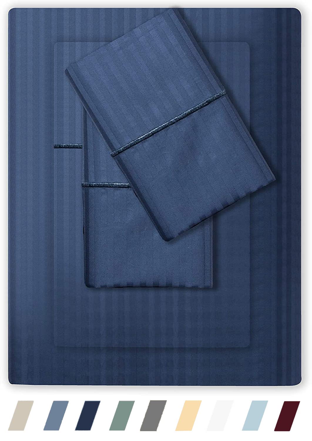 Juego De Sábanas Feather & Stitch, 500 Hilos, De Algodón, Tamaño King - Venta Internacional.